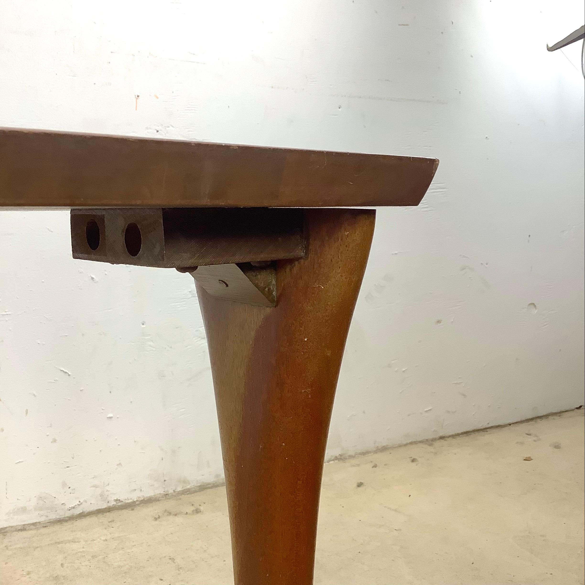 Midcentury Side Table with Italian Marble Inlay For Sale 5