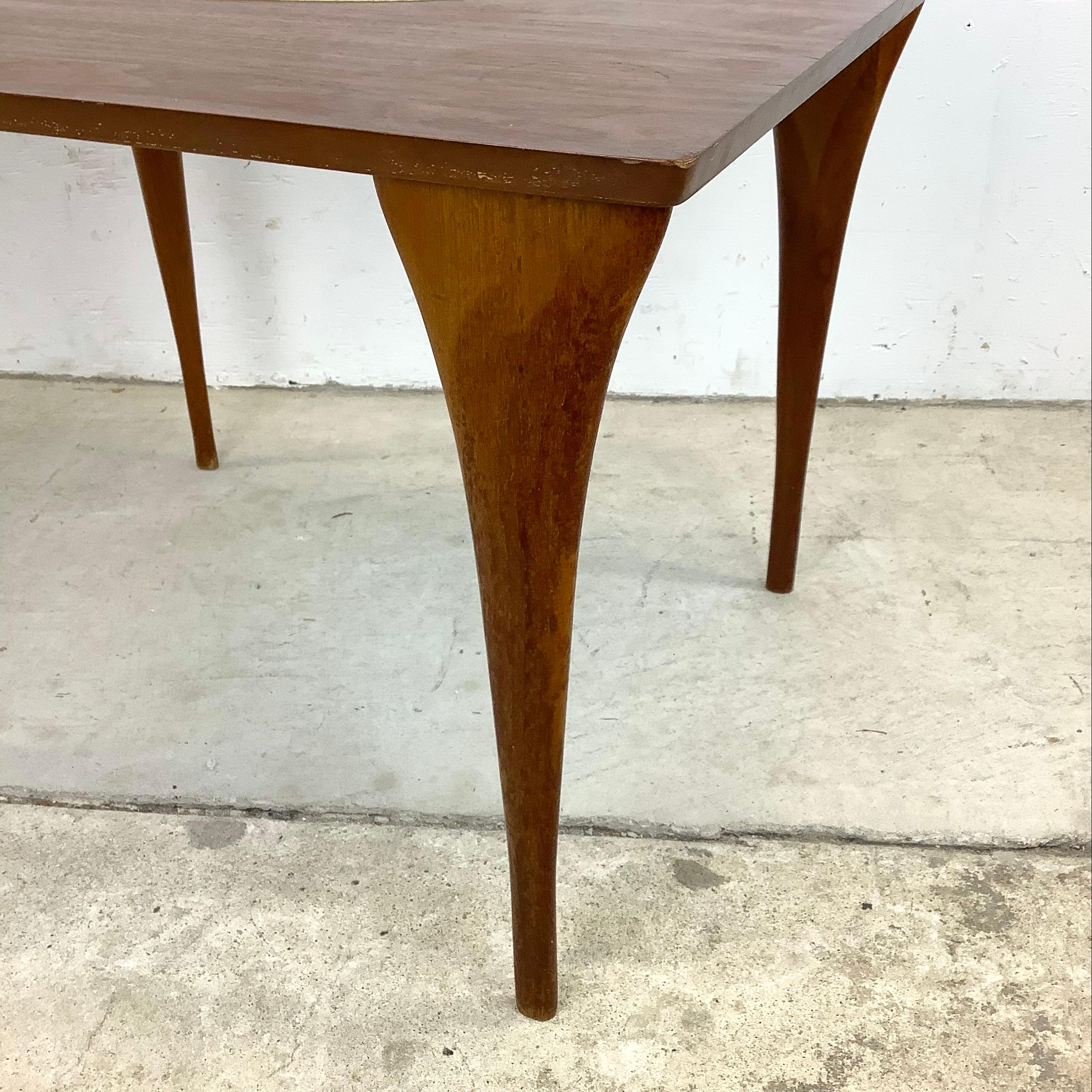 Midcentury Side Table with Italian Marble Inlay For Sale 6