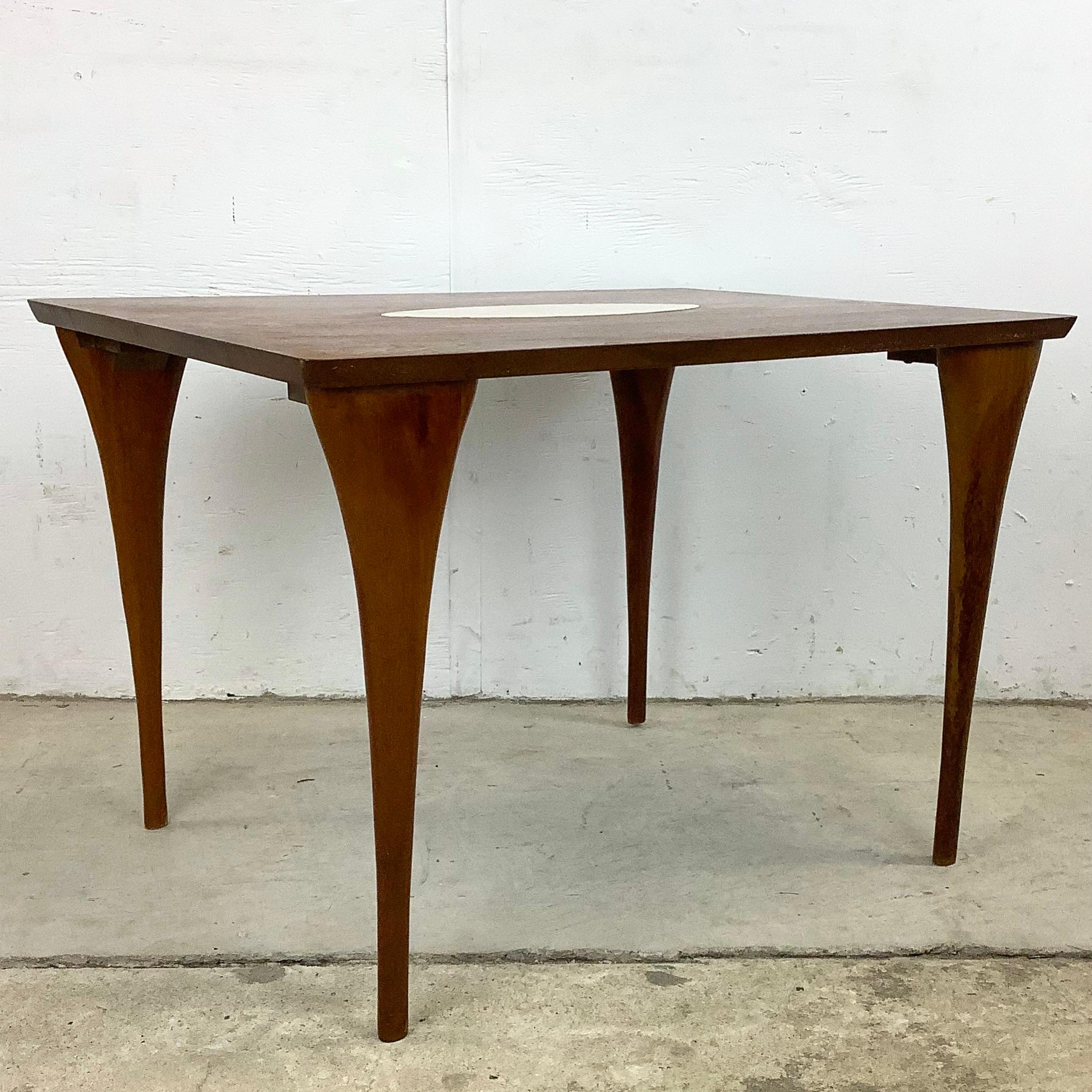 Mid-Century Modern Midcentury Side Table with Italian Marble Inlay For Sale