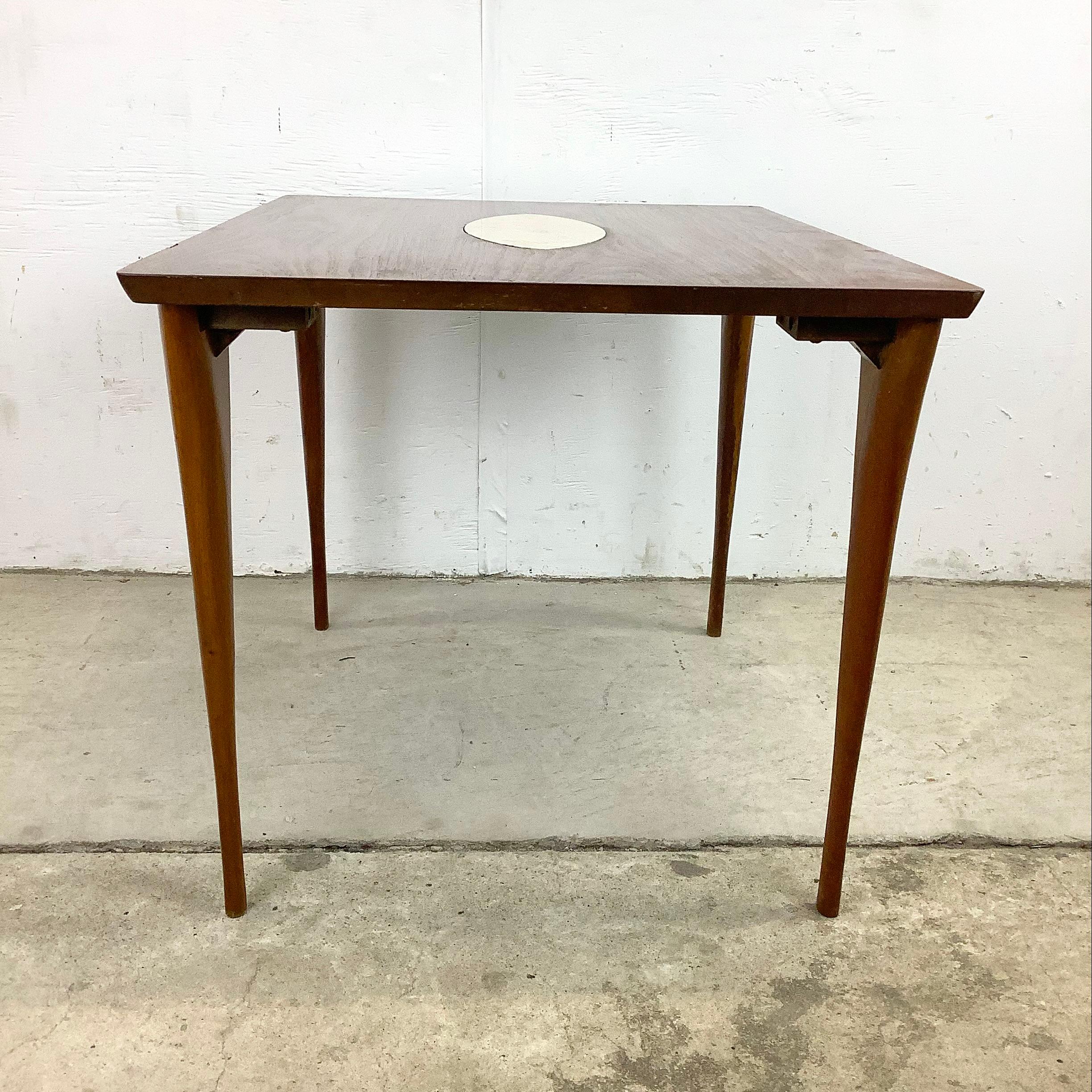 Stone Midcentury Side Table with Italian Marble Inlay For Sale