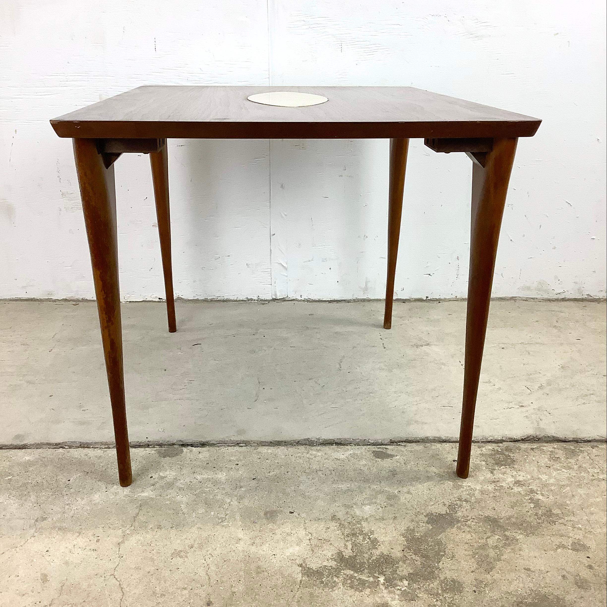 Midcentury Side Table with Italian Marble Inlay For Sale 1