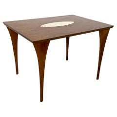 Midcentury Side Table with Italian Marble Inlay