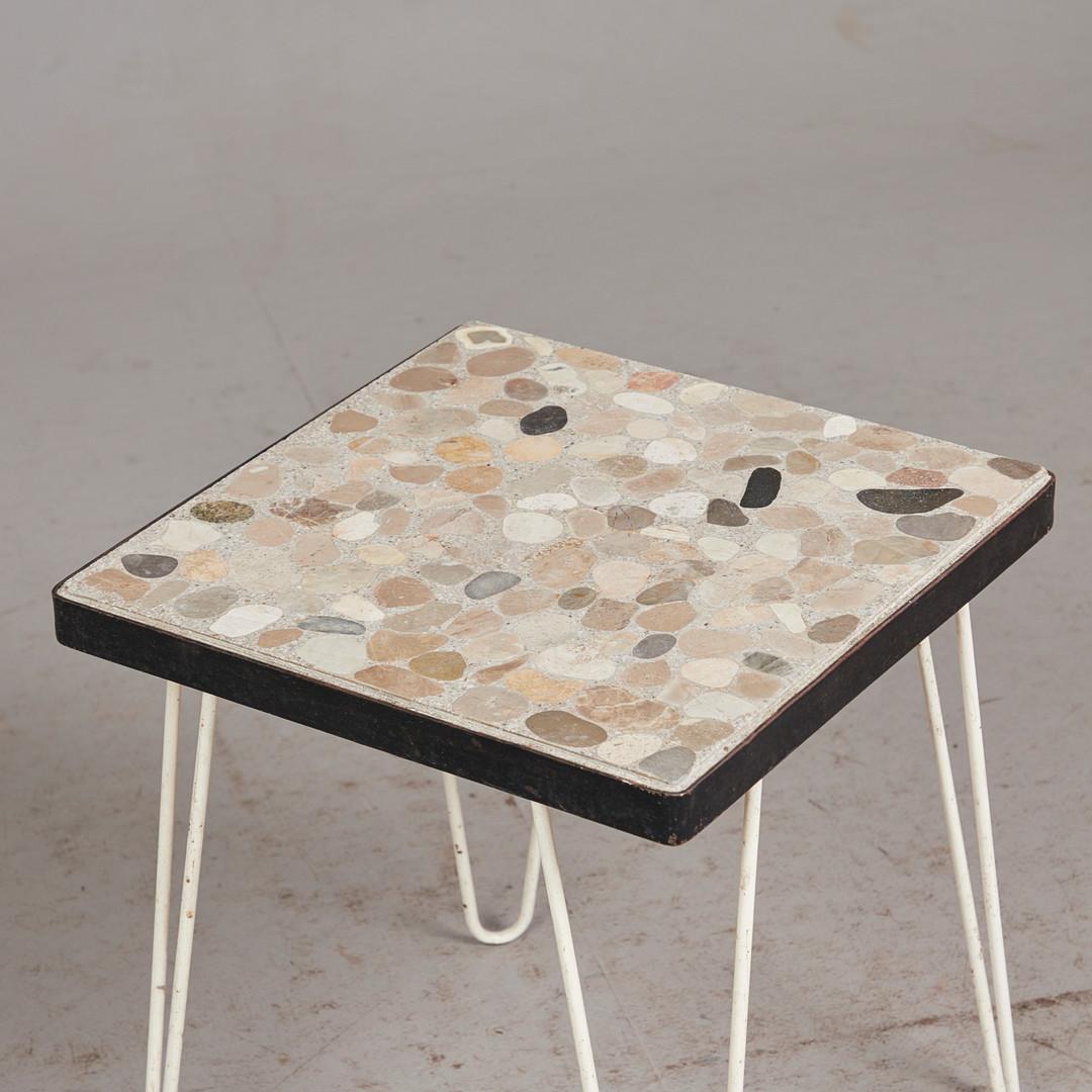 Mid-Century Modern Mid-Century Side Table With Mosaic Stone Inlay, 1960's For Sale