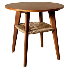 Mid-Century Side Table with Rush Shelf, Unknown Designer, Denmark, c. 1960s