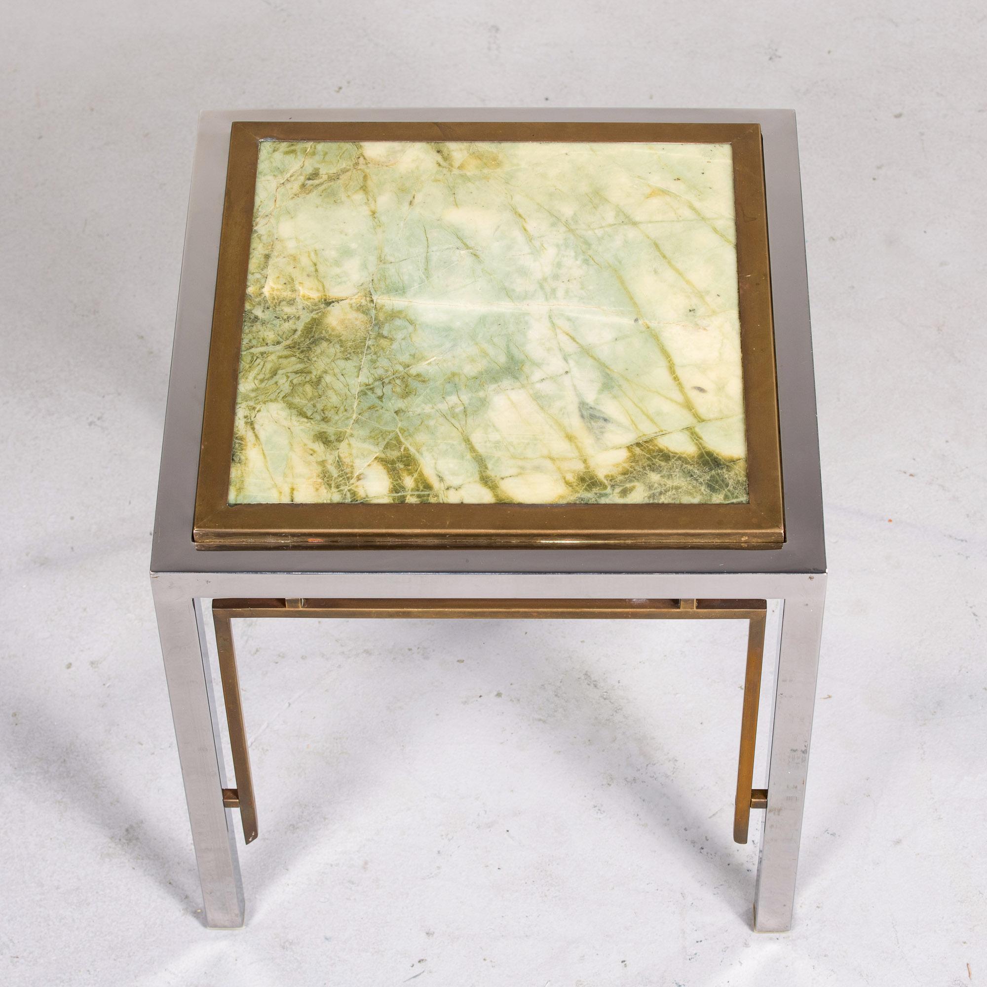 Table d'appoint Mid Century avec structure en acier + laiton et plateau en marbre en vente 3