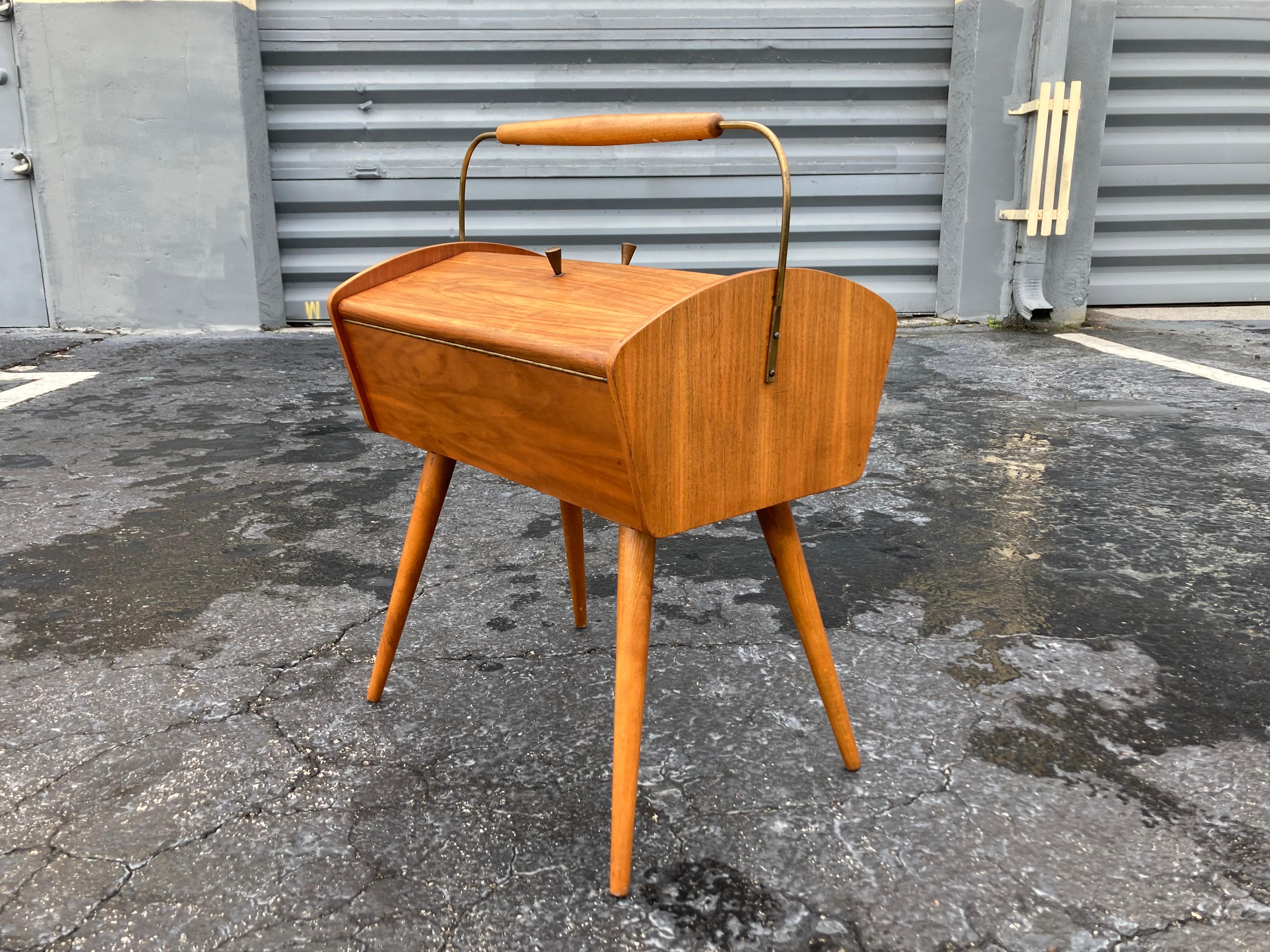 Mid Century Side Table with storage, Sewing Box, Germany 1960s For Sale 2