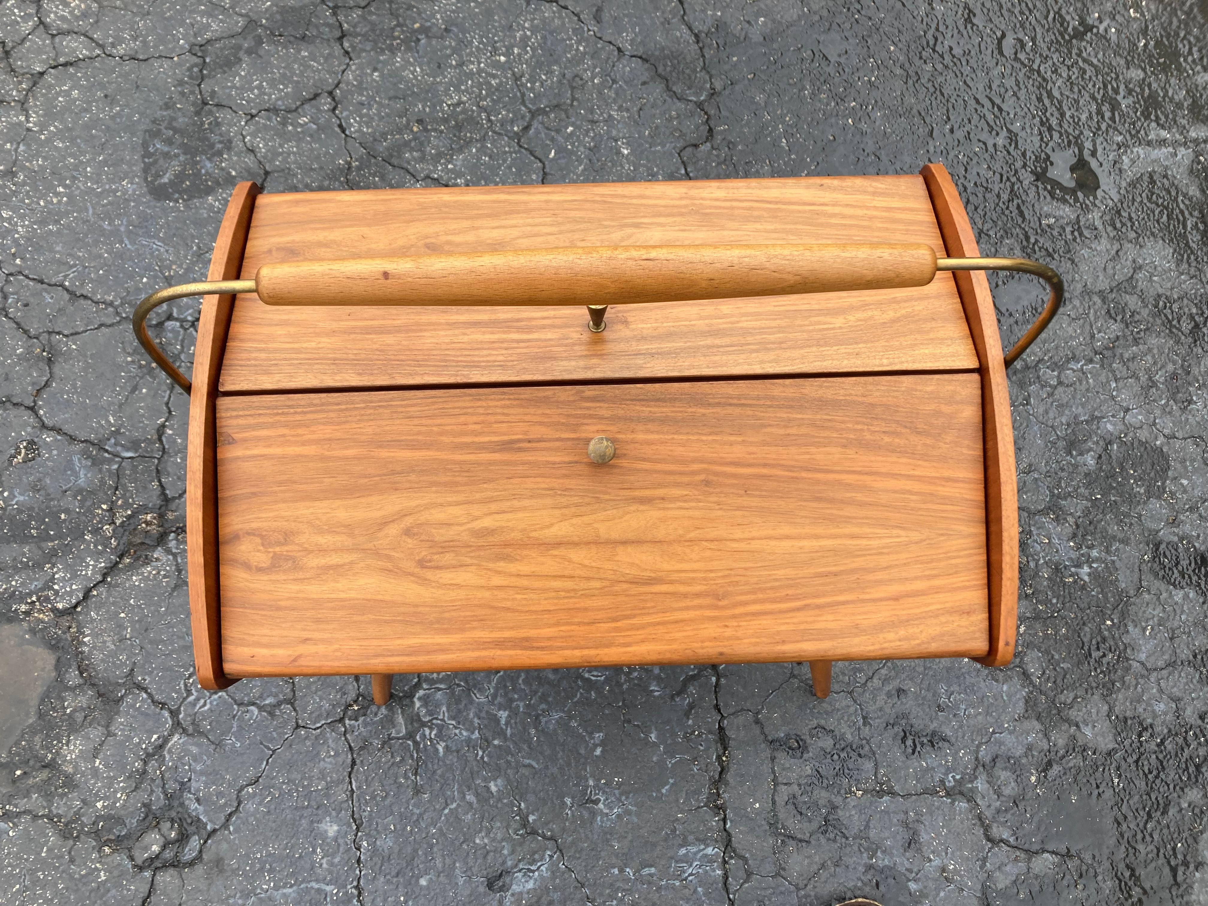 Mid Century Side Table with storage, Sewing Box, Germany 1960s For Sale 3