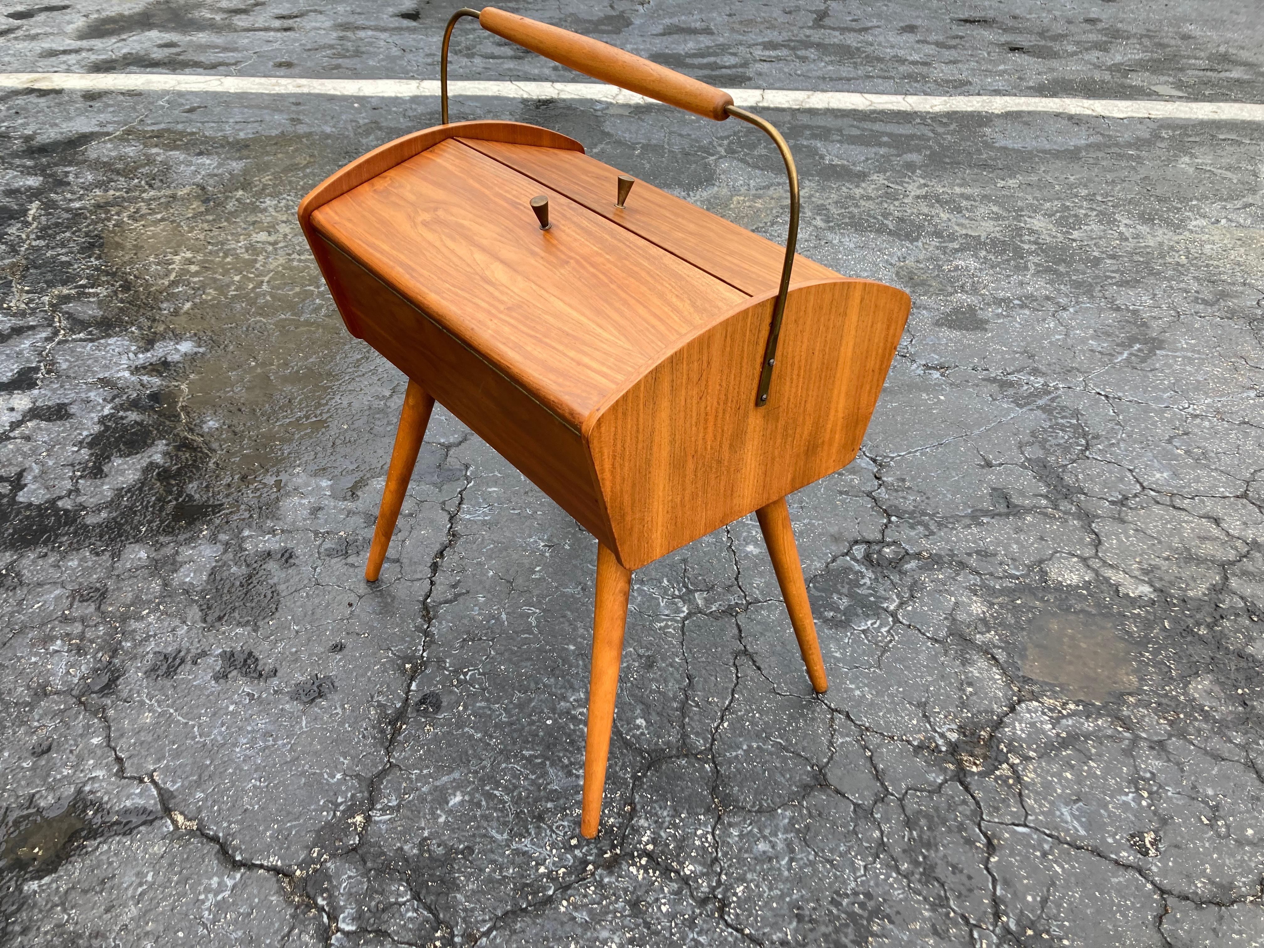 Mid Century Side Table with storage, Sewing Box, Germany 1960s For Sale 4