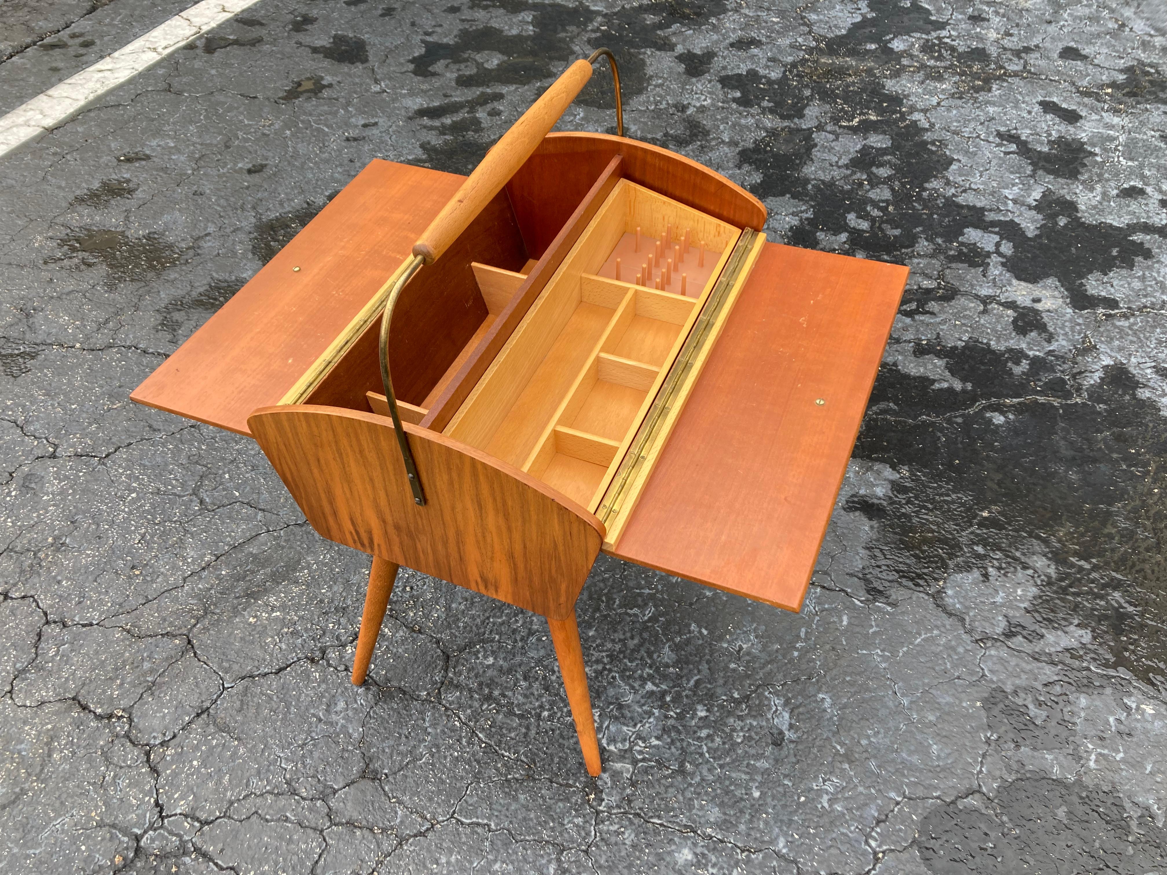 Mid Century Side Table with storage, Sewing Box, Germany 1960s For Sale 6