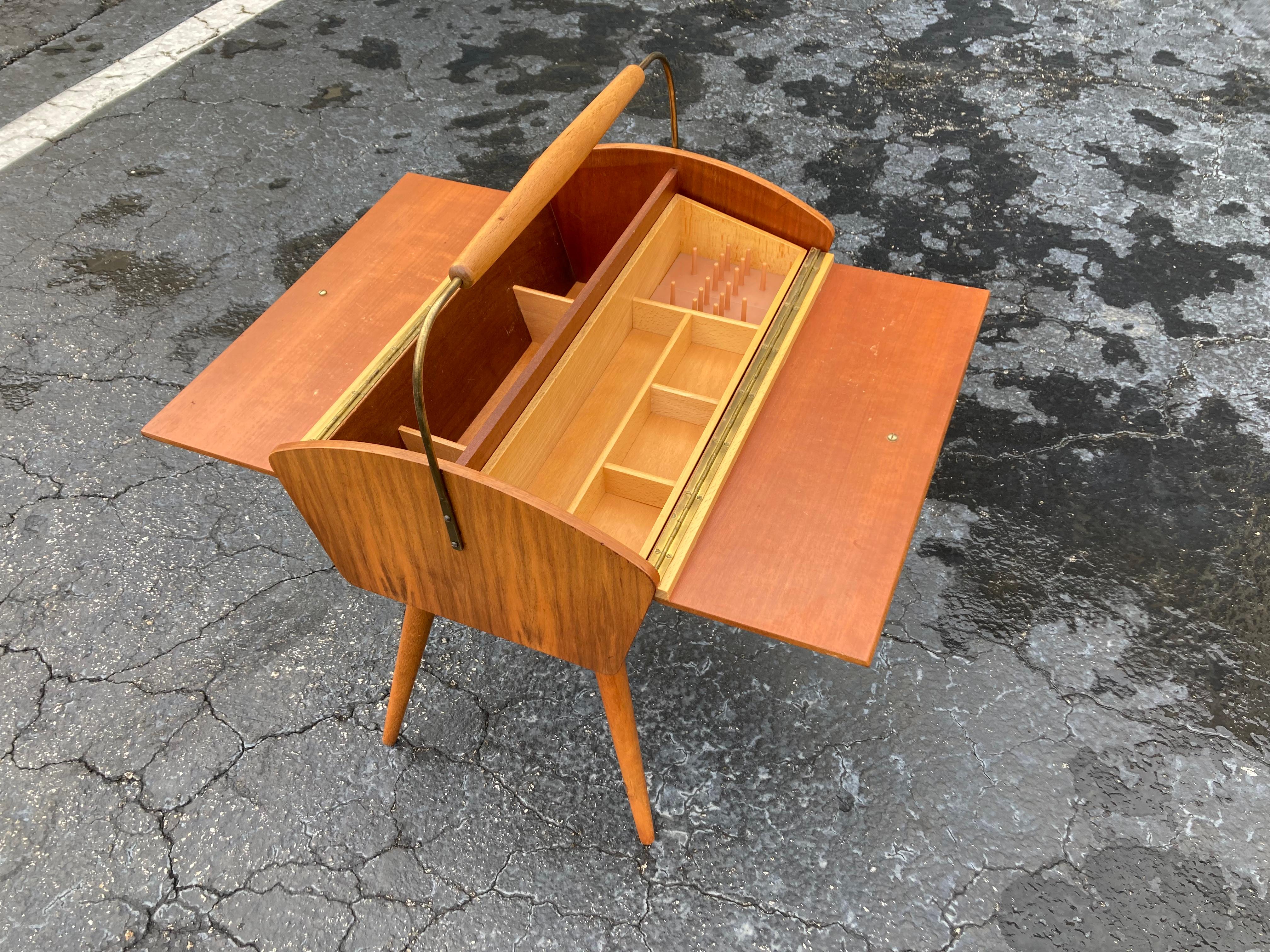 Mid Century Side Table with storage, Sewing Box, Germany 1960s 6
