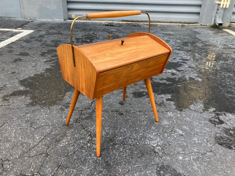 Modern Wooden Sewing Box, Side Table with Storage, Germany, 1960s For Sale  at 1stDibs  1960s wooden sewing box on legs, vintage sewing table with  storage, modern sewing box