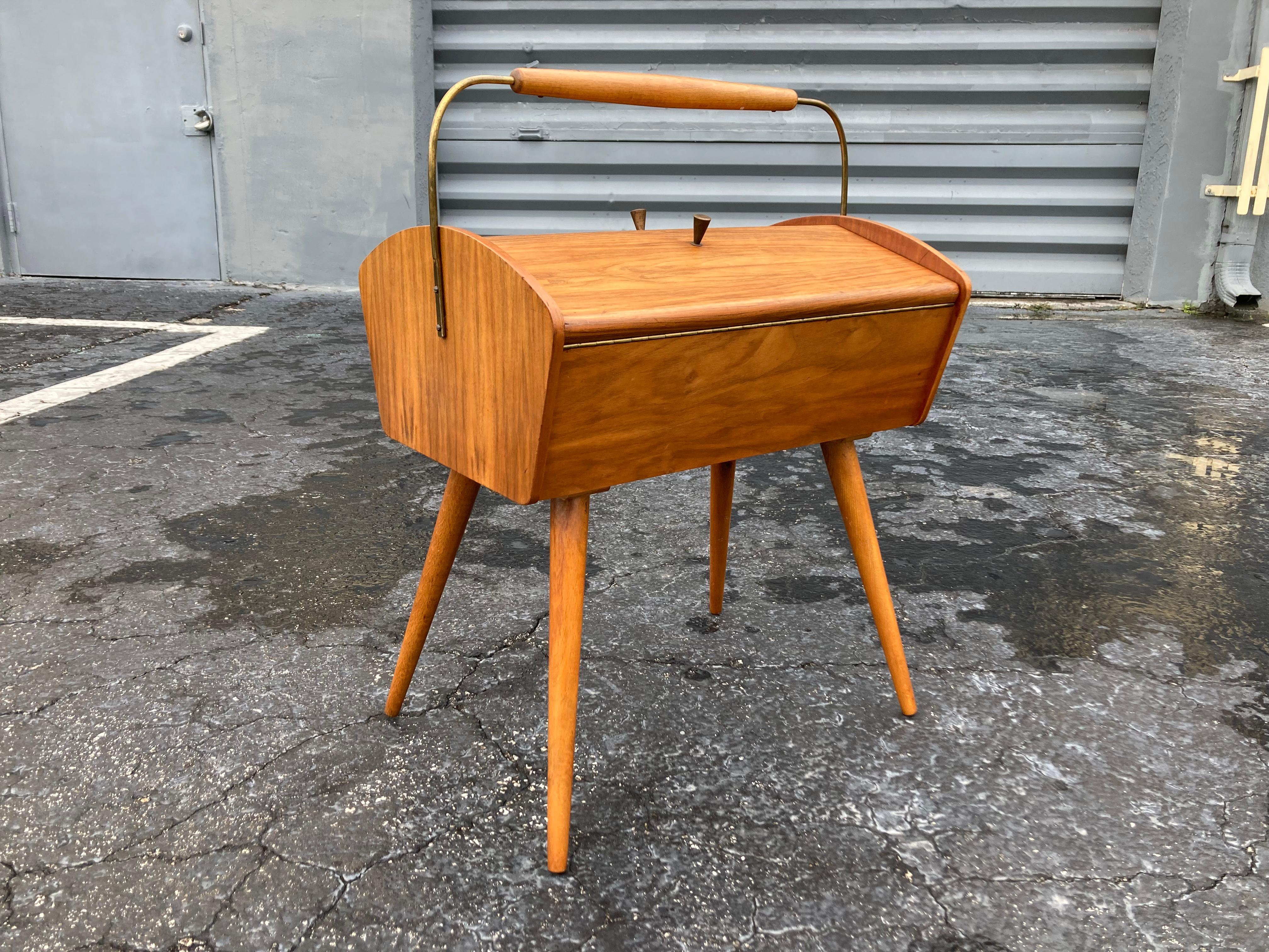 Mid Century Side Table with storage, Sewing Box, Germany 1960s For Sale 8