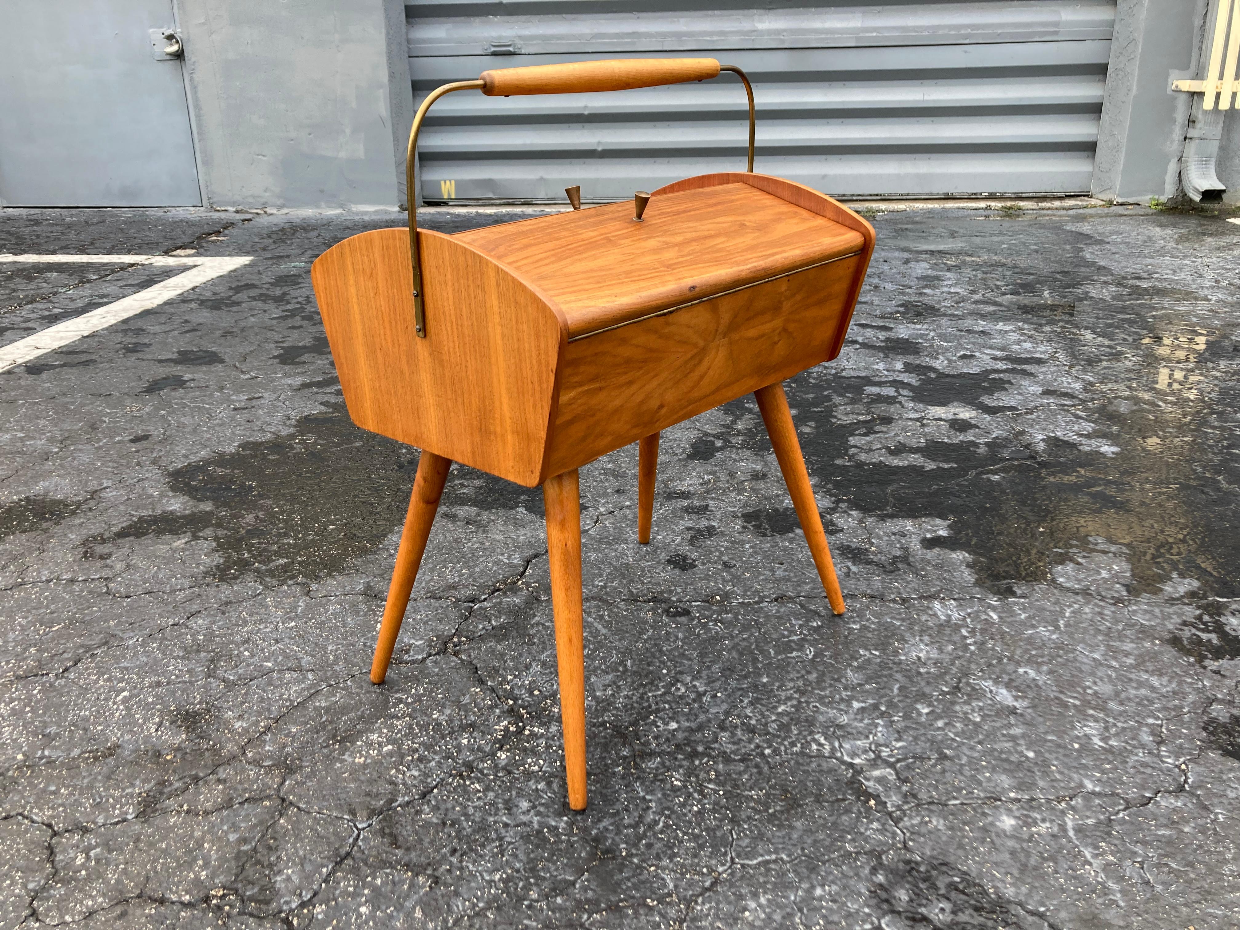 Mid Century Side Table with storage, Sewing Box, Germany 1960s For Sale 10