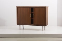 Mid-Century Modern Sideboard, Wood with Brass Handles, 1960s Design