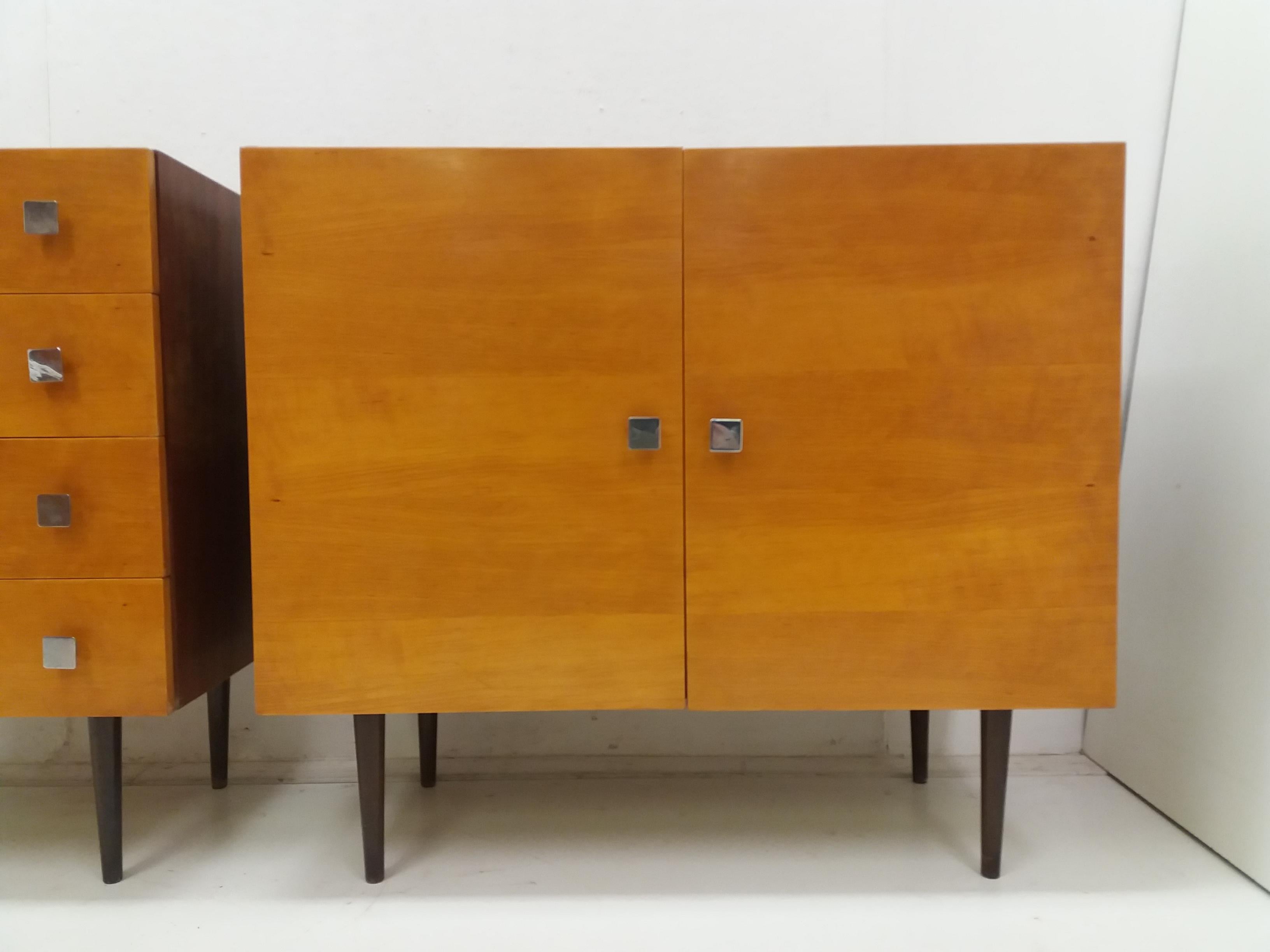 Mid-Century Modern Mid-Century Sideboard and Chest of Drawer Designed by František Mezulánik, 1960' For Sale