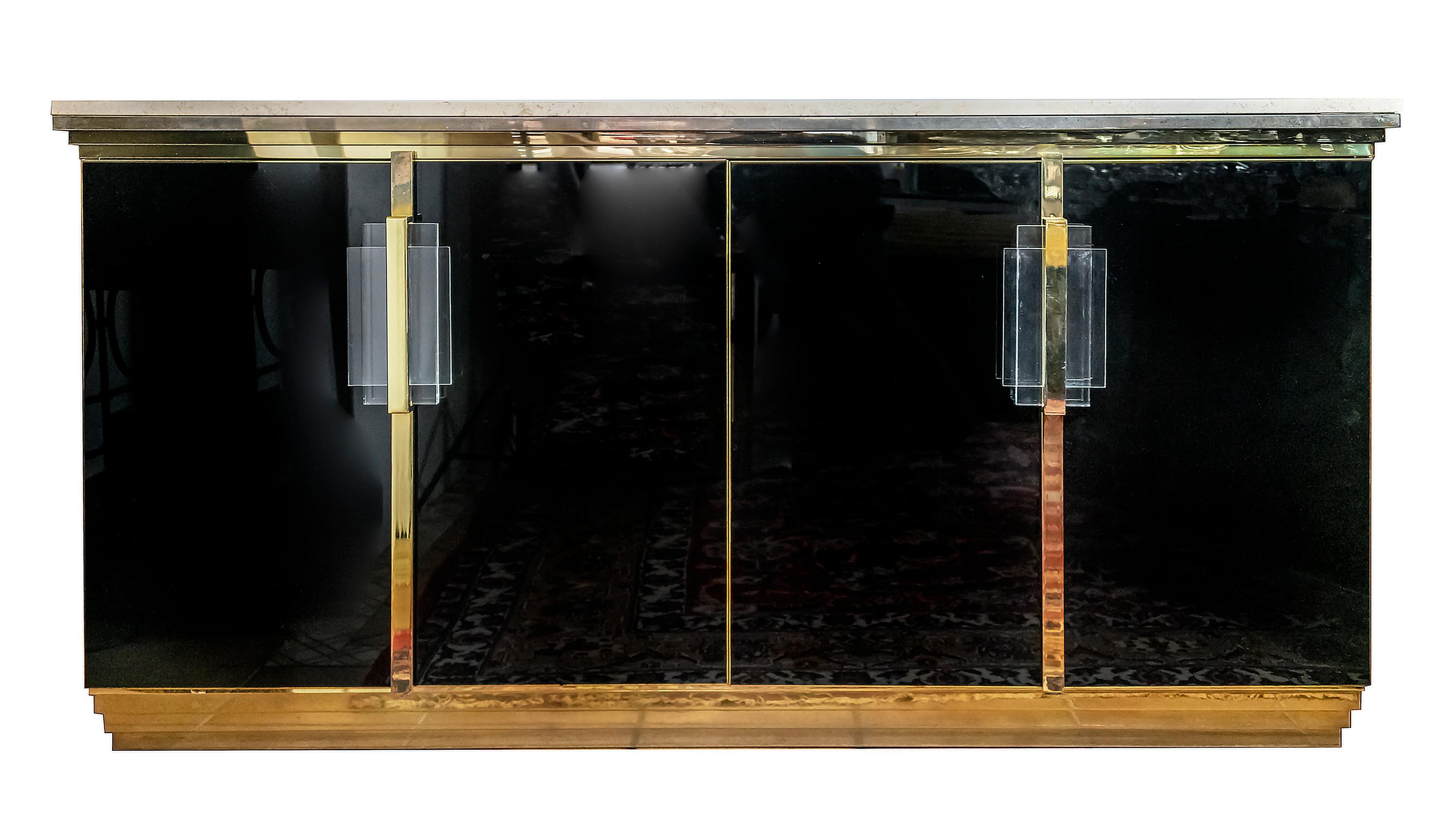 Mid-Century Modern Mid-Century Sideboard by Belgo Chome in the Style of Maison Jansen, 1970s For Sale