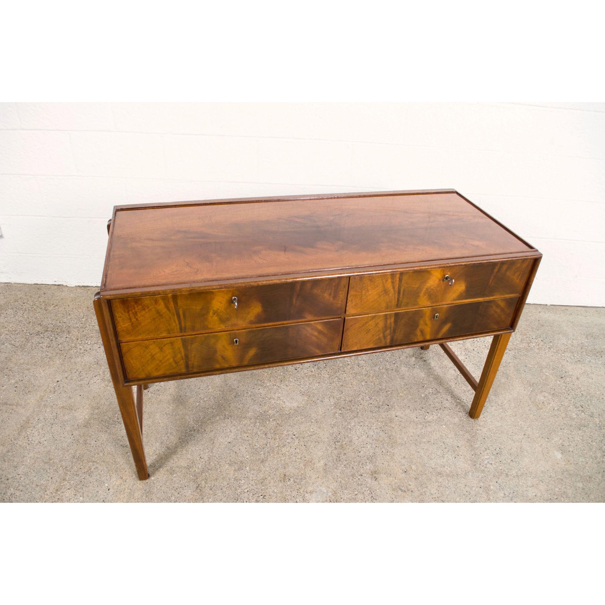 Lacquered Midcentury Sideboard Credenza in Burl Wood, 1960s