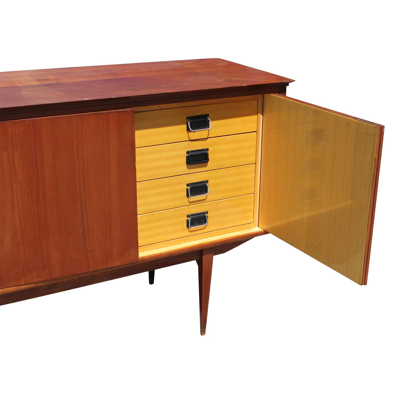 Midcentury Sideboard / Credenza with Hidden Drawers in Style of Kofod Larsen In Good Condition In Houston, TX