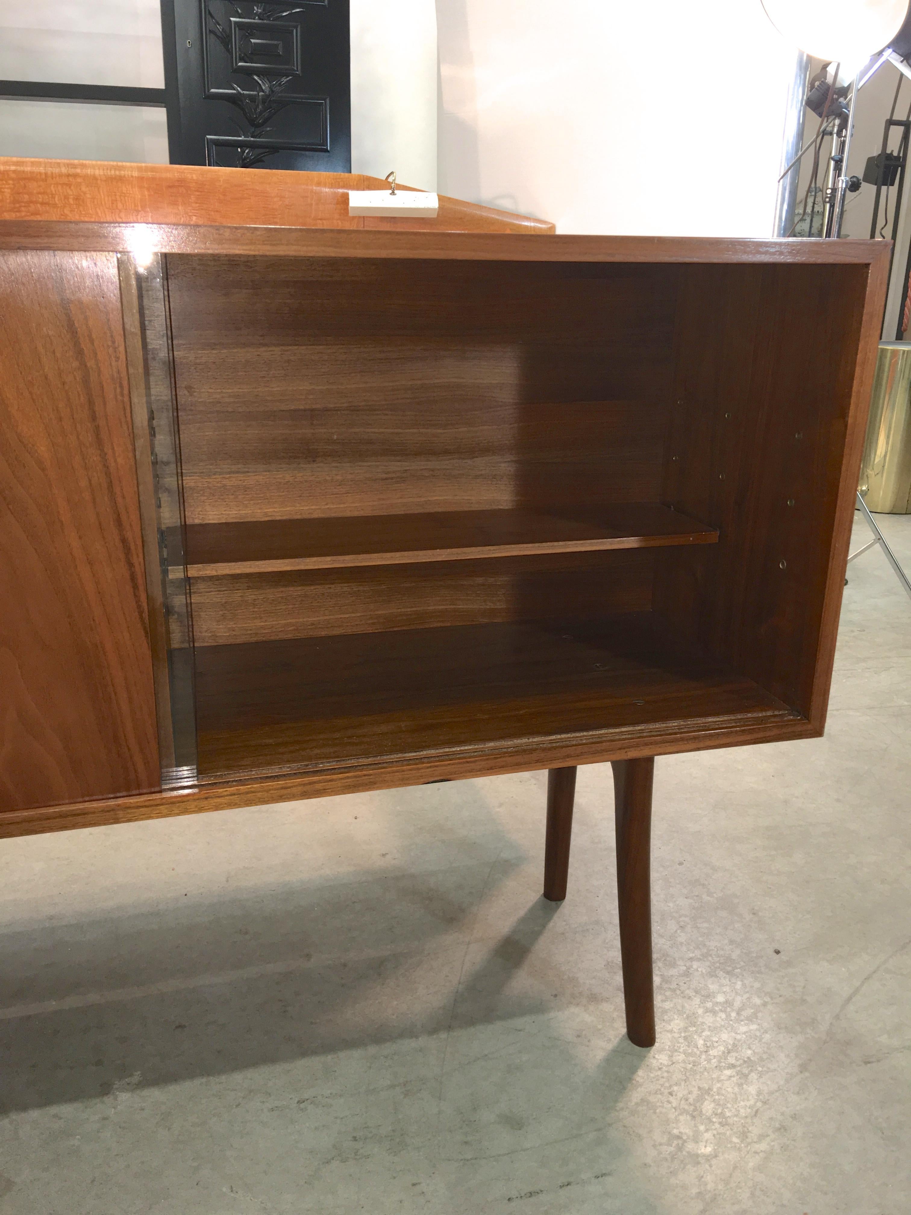 Walnut Midcentury Sideboard Hutch
