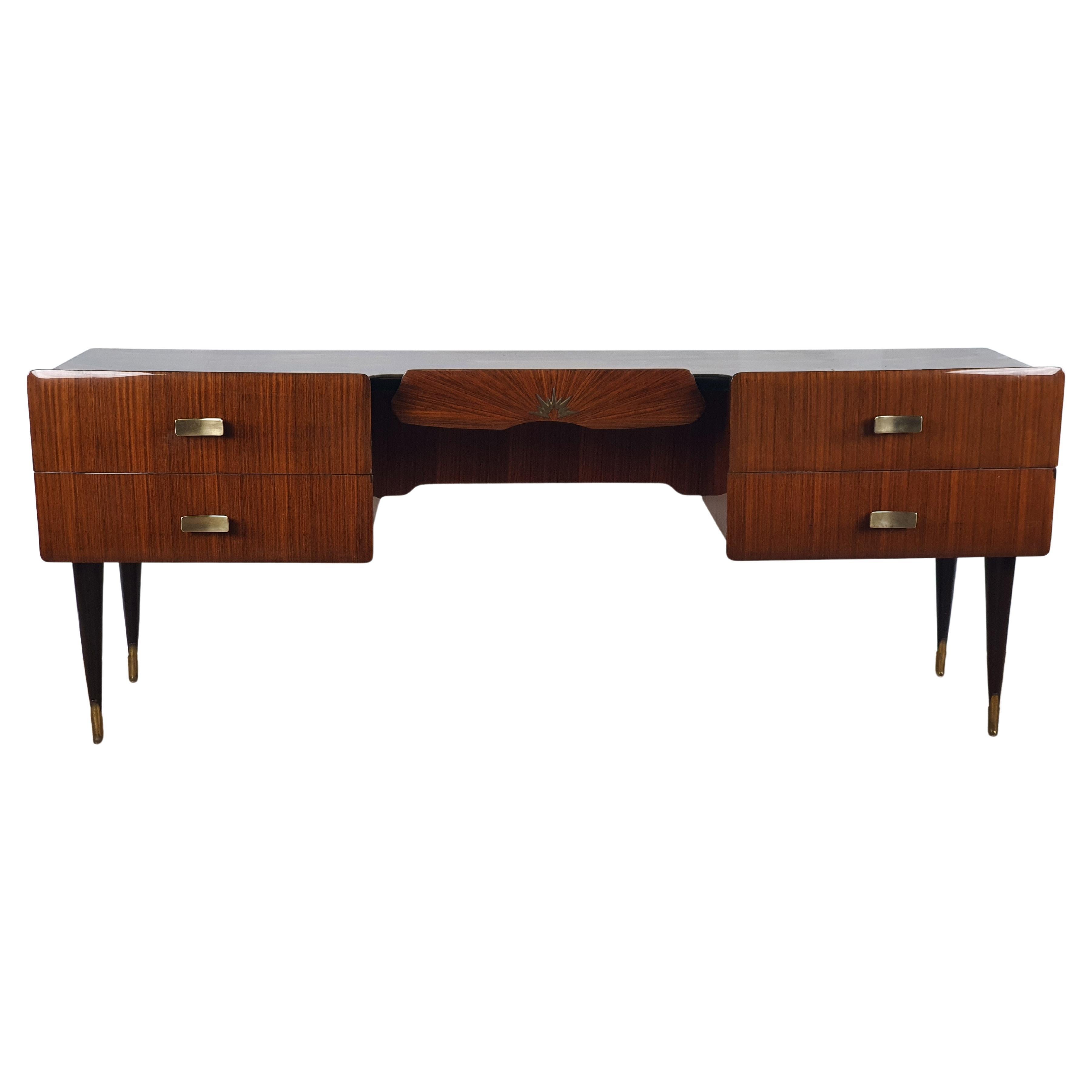 Midcentury Sideboard in Mahogany and Brass