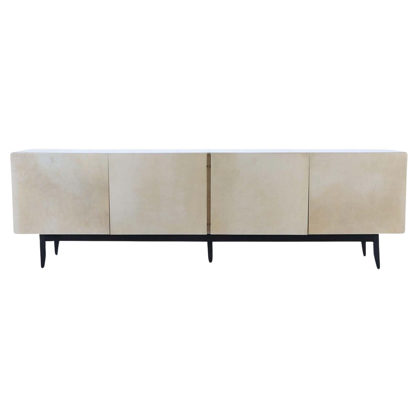 Mid-Century Sideboard in Parchment with Ebonized Base, c. 1960's For Sale