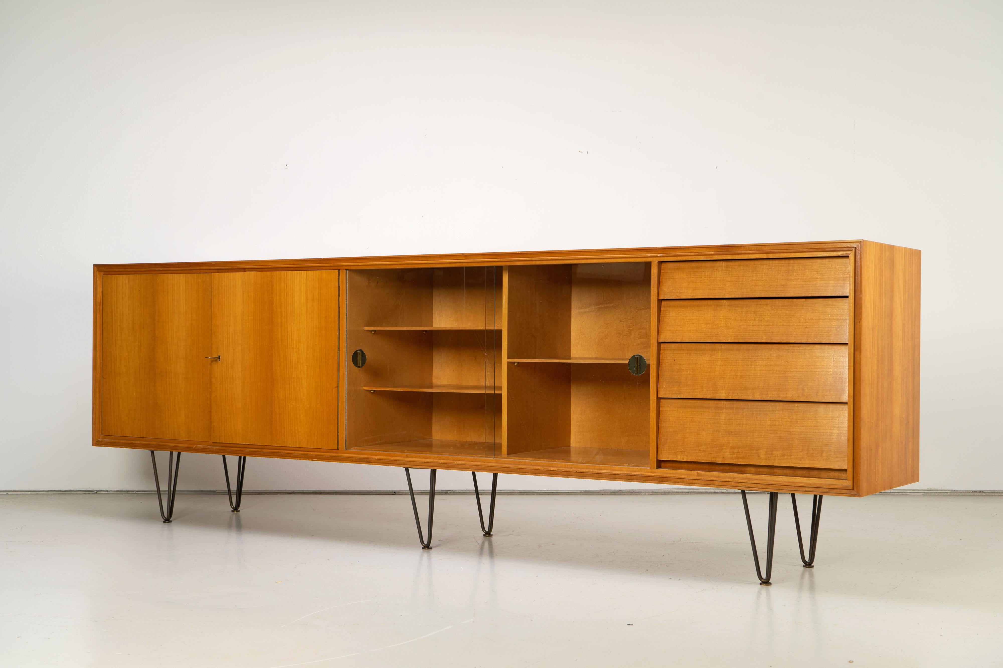 Mid-Century Modern Mid-Century Sideboard in the Style of Alfred Altherr, Ash and Brass, Germany 50s For Sale