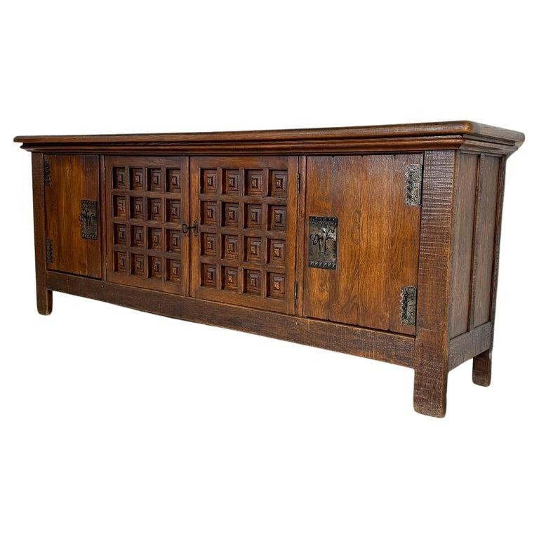Mid-Century Sideboard in the style of Guillerme et Chambron, Solid Oak from the French Alps, 1950s