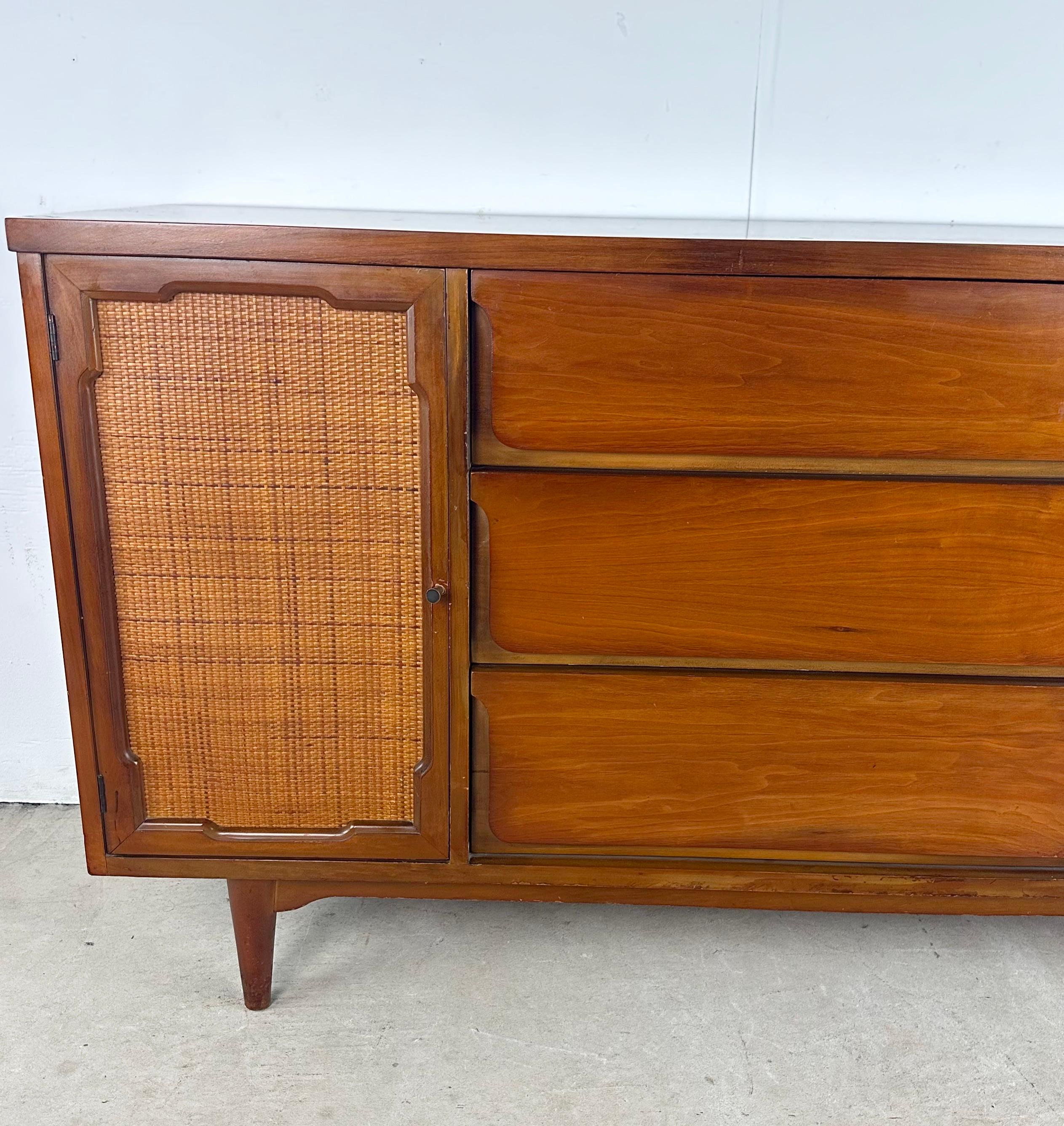 Mid-Century Modern Mid-Century Sideboard or Credenza With Cane Front Doors
