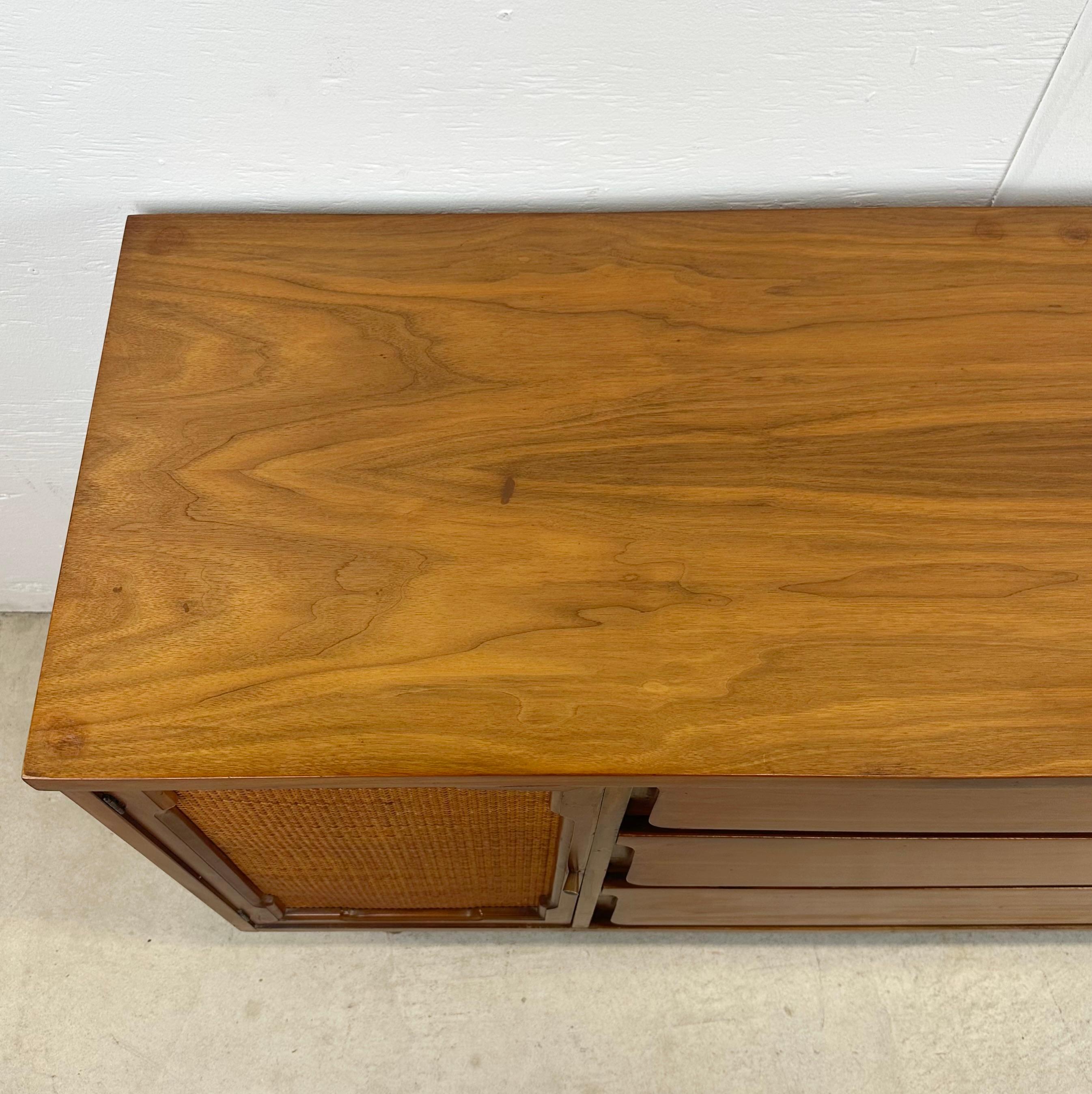 Mid-Century Sideboard or Credenza With Cane Front Doors In Good Condition In Trenton, NJ