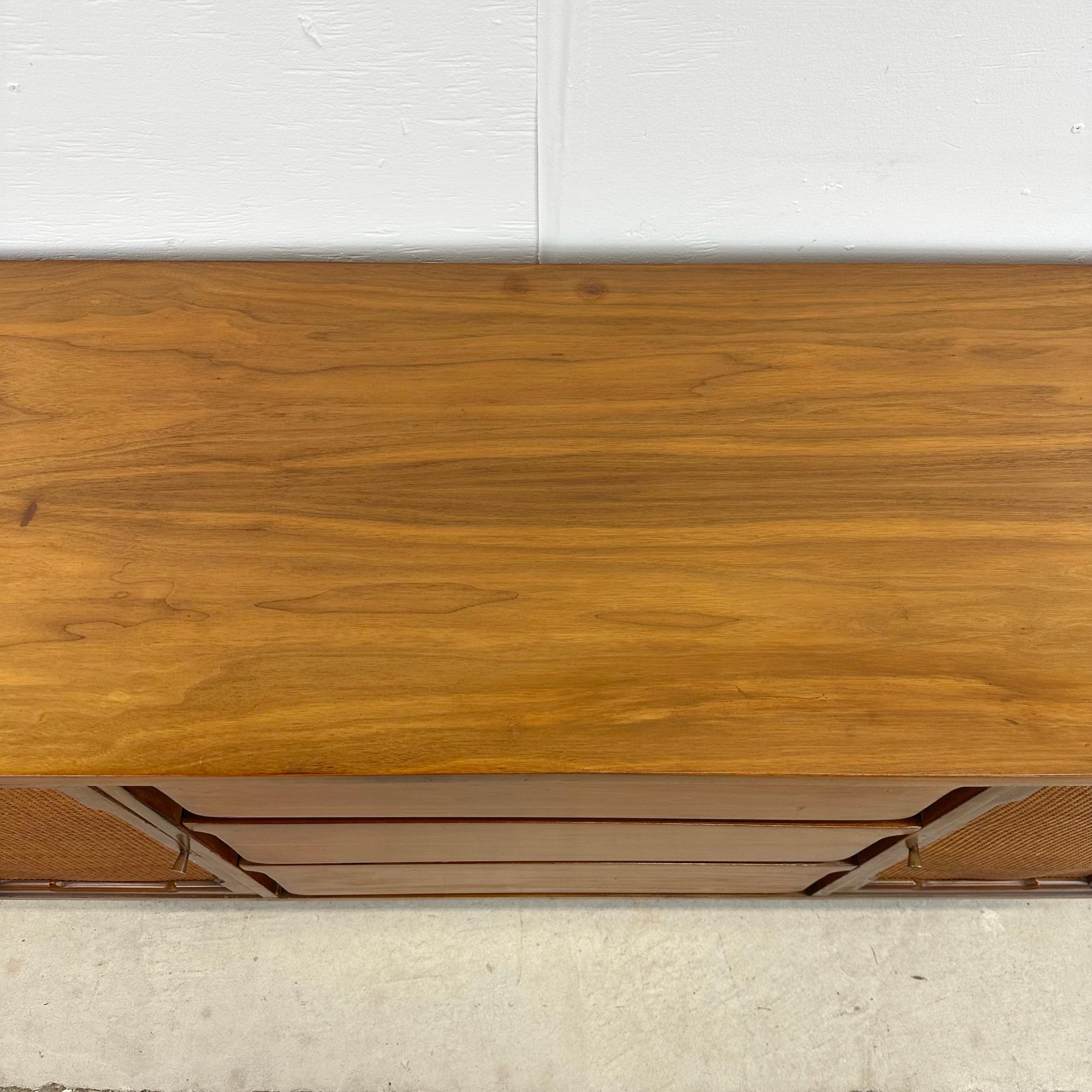 20th Century Mid-Century Sideboard or Credenza With Cane Front Doors