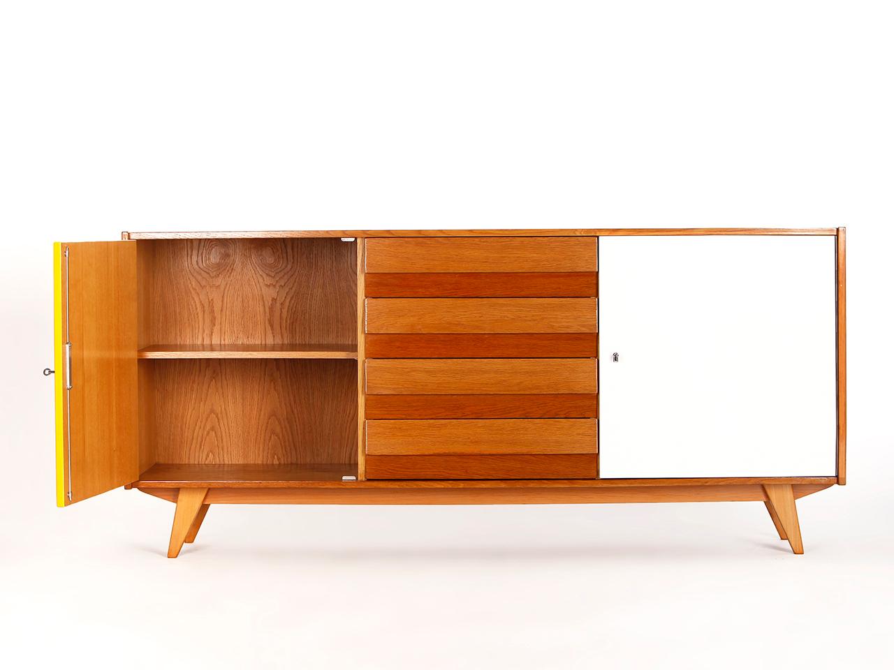 This model U-460 sideboard was designed by Jiri Jiroutek for Interier Praha in former Czechoslovakia. Produced in the 1960s.  Completely restored and repainted. Excellent condition. Delivery time 3-5 weeks.
