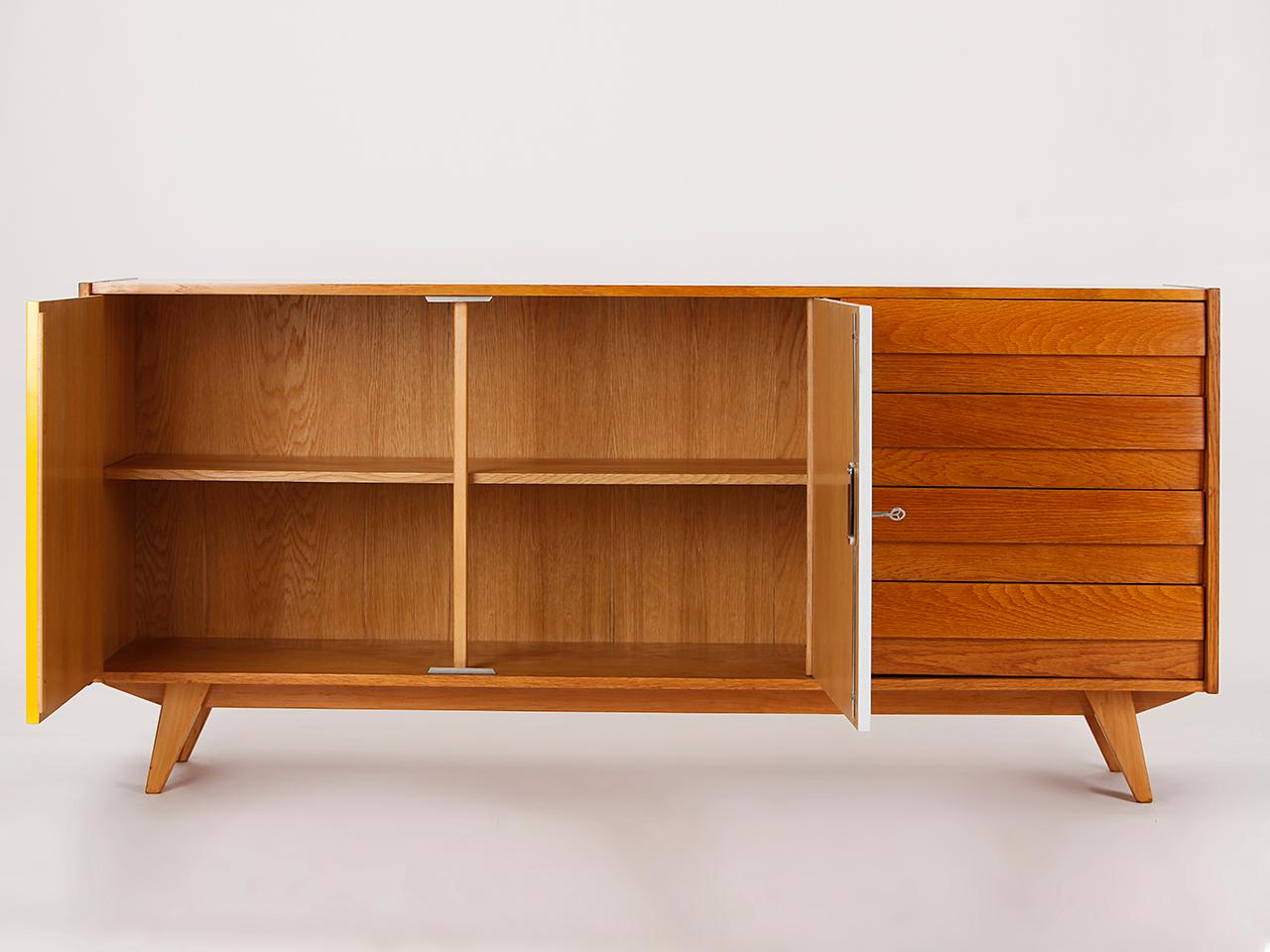 This model U-460 sideboard was designed by Jiri Jiroutek for Interier Praha in former Czechoslovakia. Produced in the 1960s.  Completely restored and repainted. Excellent condition. Delivery time 3-4 weeks.
