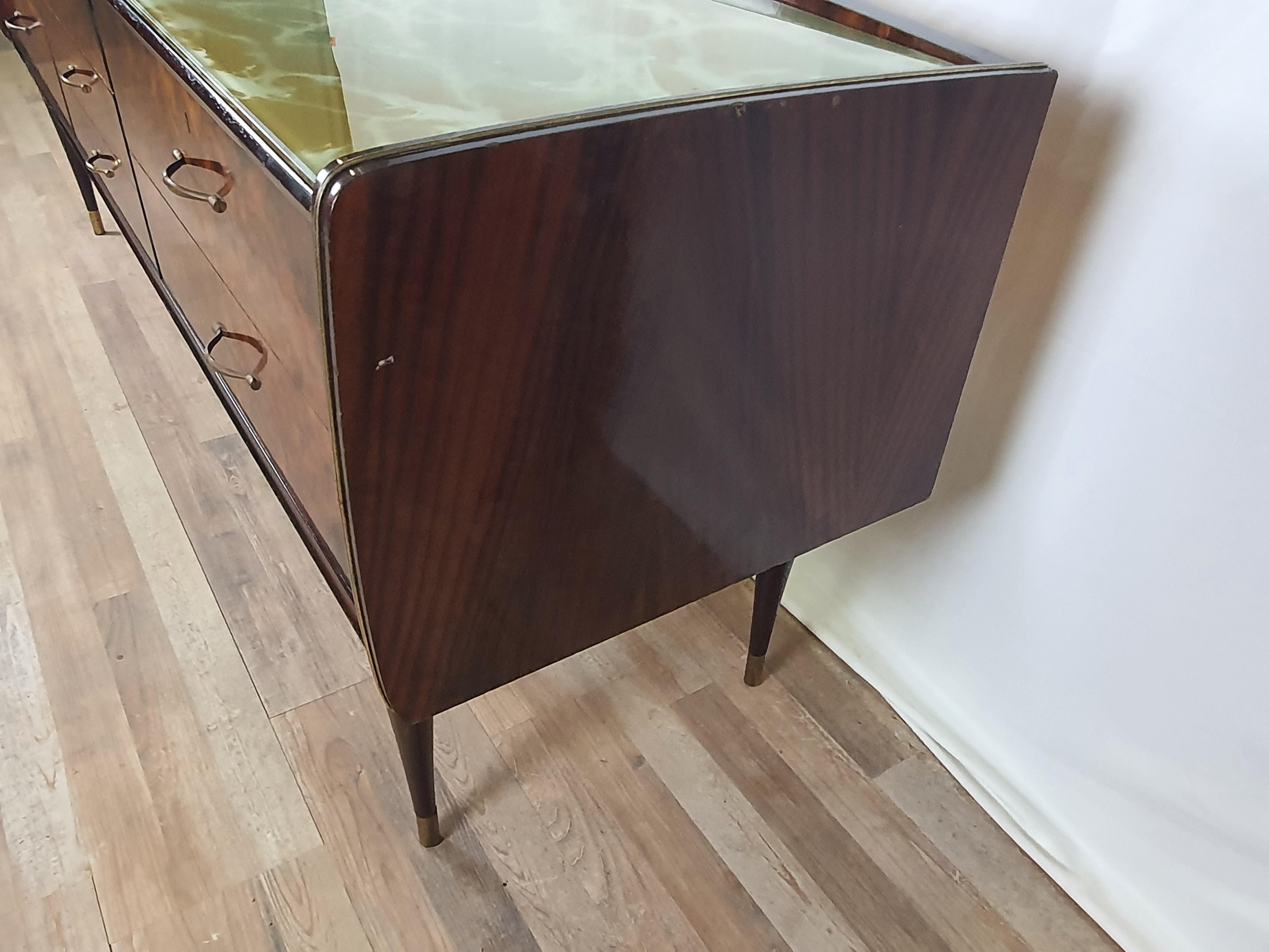 20th Century Mid-Century Sideboard with Glass Top For Sale