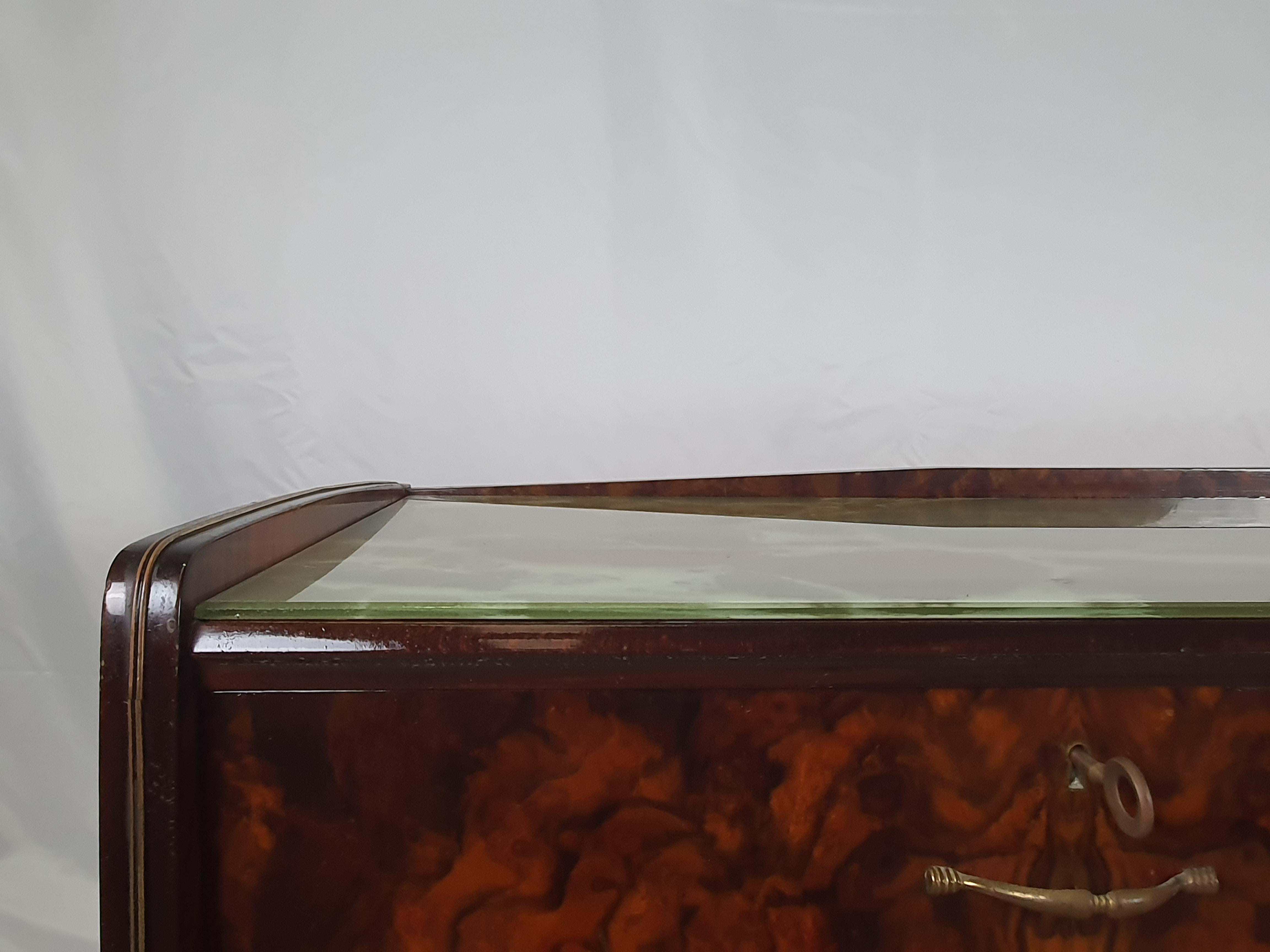 Brass Mid-Century Sideboard with Glass Top For Sale