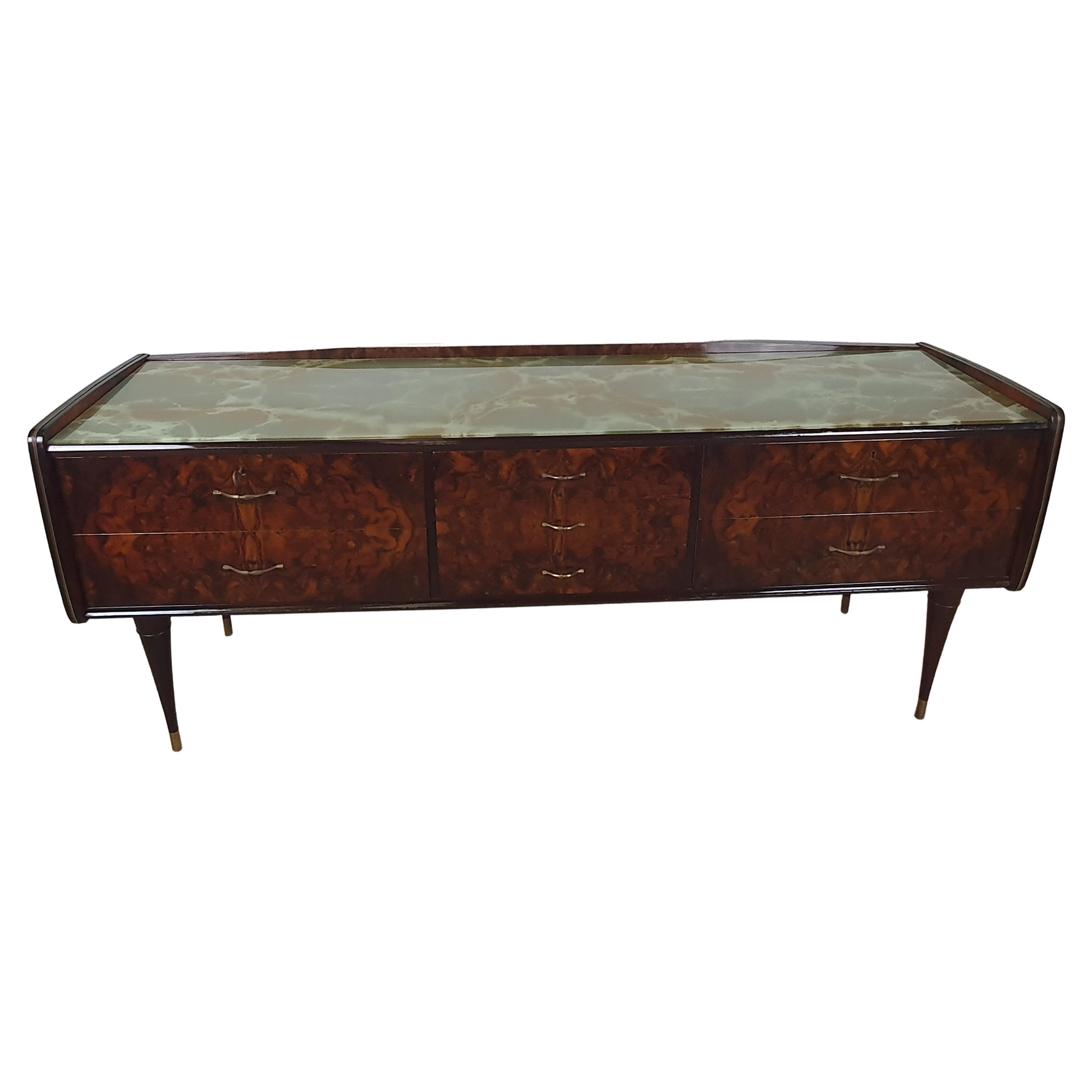 Mid-Century Sideboard with Glass Top For Sale