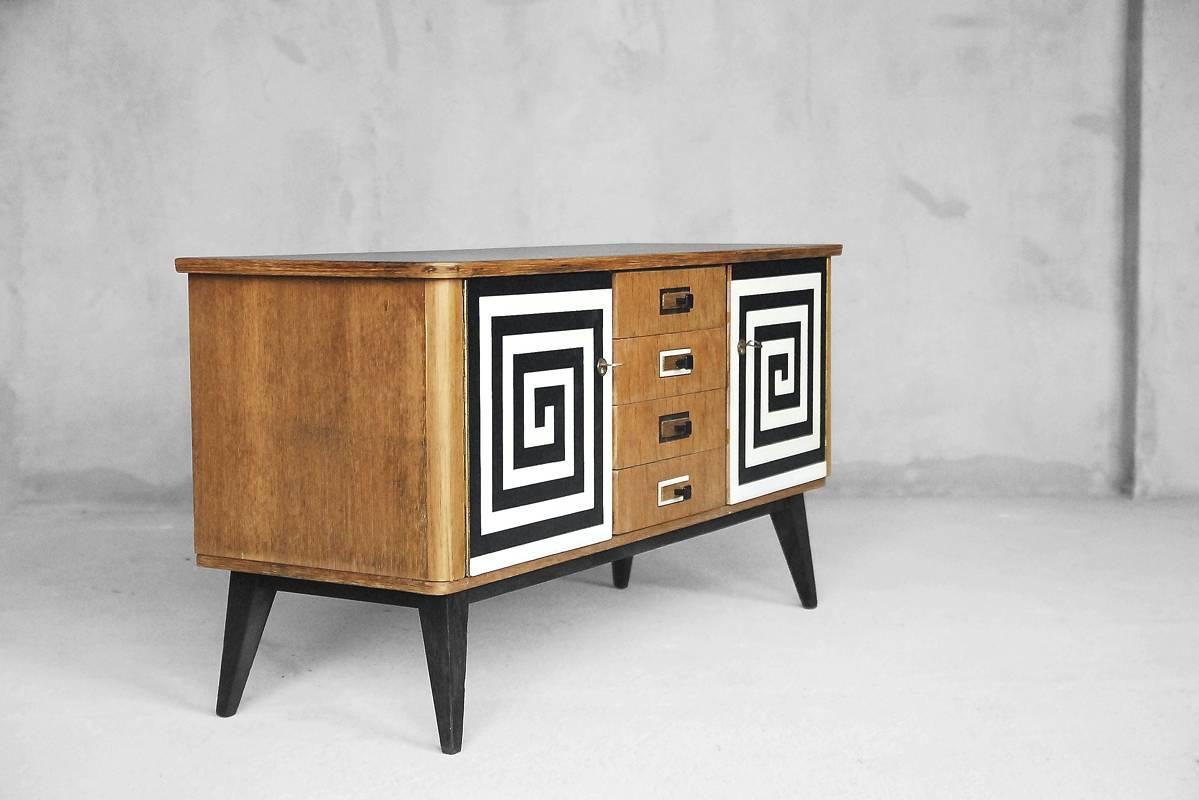 Midcentury Sideboard with Hand-Painted Pattern, 1960s 2