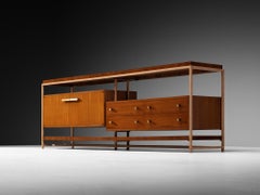 Mid-Century Sideboard with Leather-Wrapped Steel Frame and Mahogany