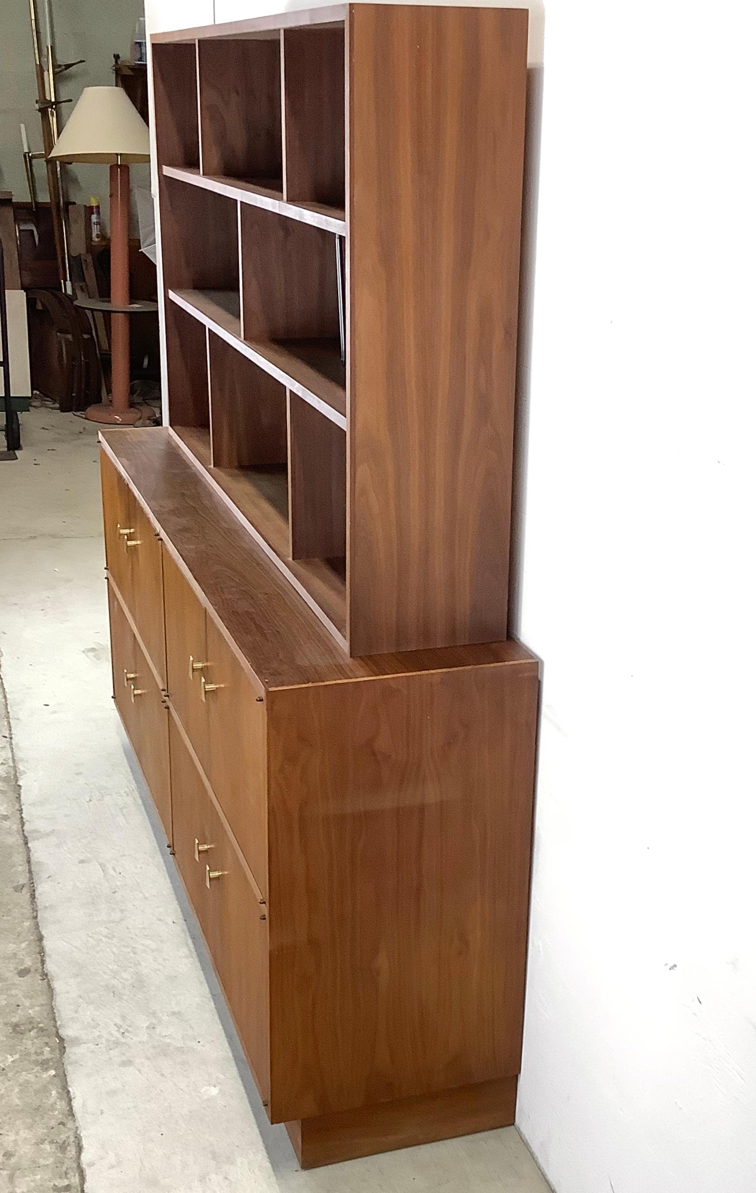 Veneer Mid-Century Sideboard With Record (LP) Storage and Shelf Topper