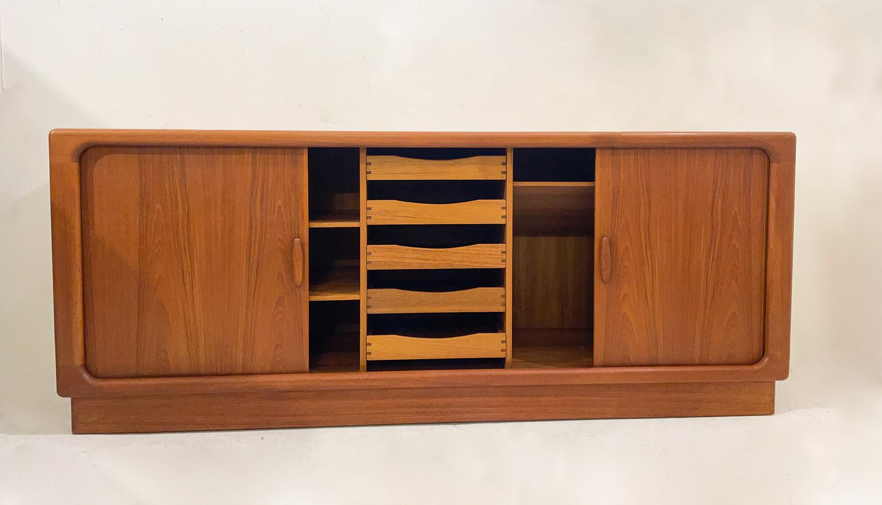 Wood Mid-Century Sideboard with Tambour Doors, Dyrlund - Denmark - 1960s