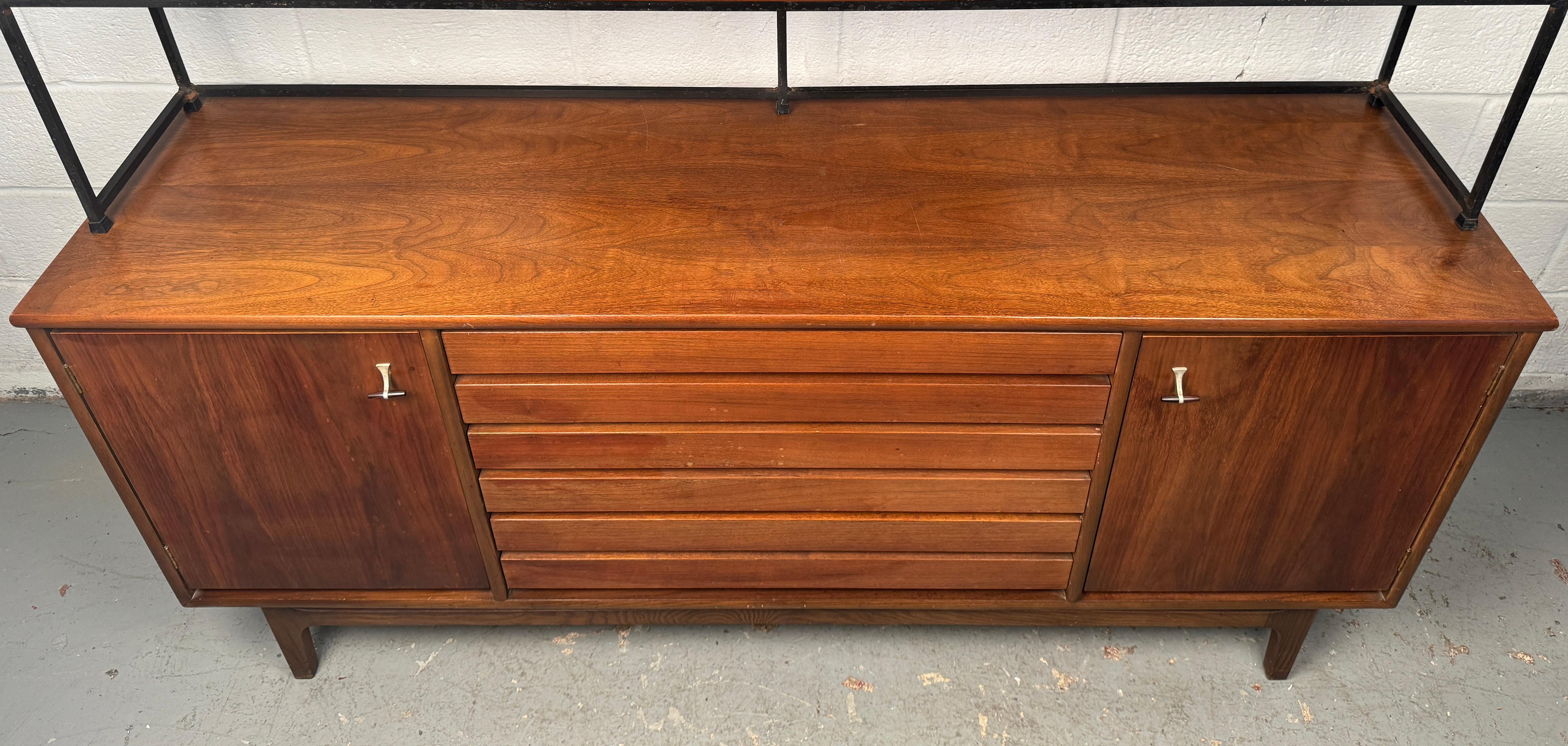 Walnut Mid-Century Sideboard with Topper, Mfg. by Stanley Furniture For Sale