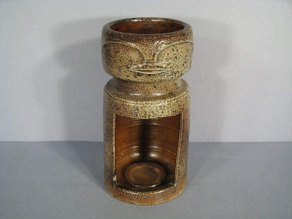 Mid-Century Signed Anthropomorphic Stoneware Tea Light Holder -1Y37 4