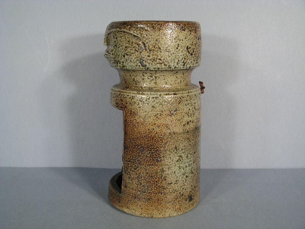Mid-Century Signed Anthropomorphic Stoneware Tea Light Holder -1Y37 2