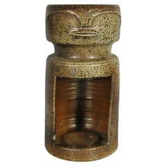Mid-Century Signed Anthropomorphic Stoneware Tea Light Holder -1Y37