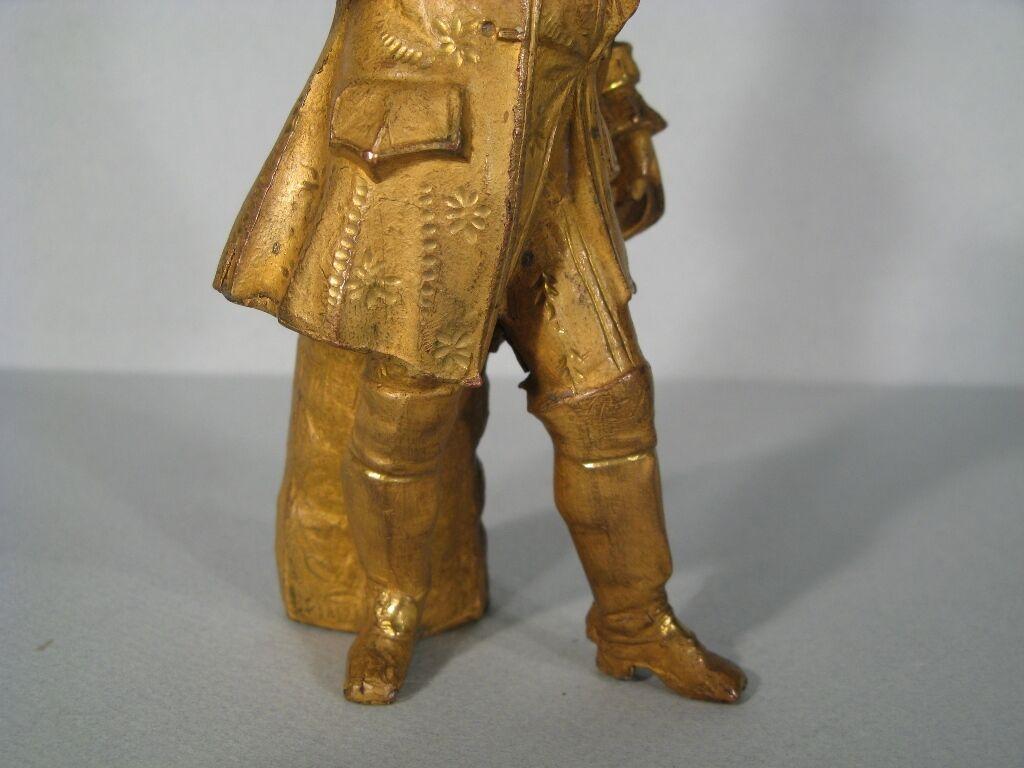French Antique Gilded Metal Statue of a Gentleman, Late 19th/Early 20th Century  -1Y38