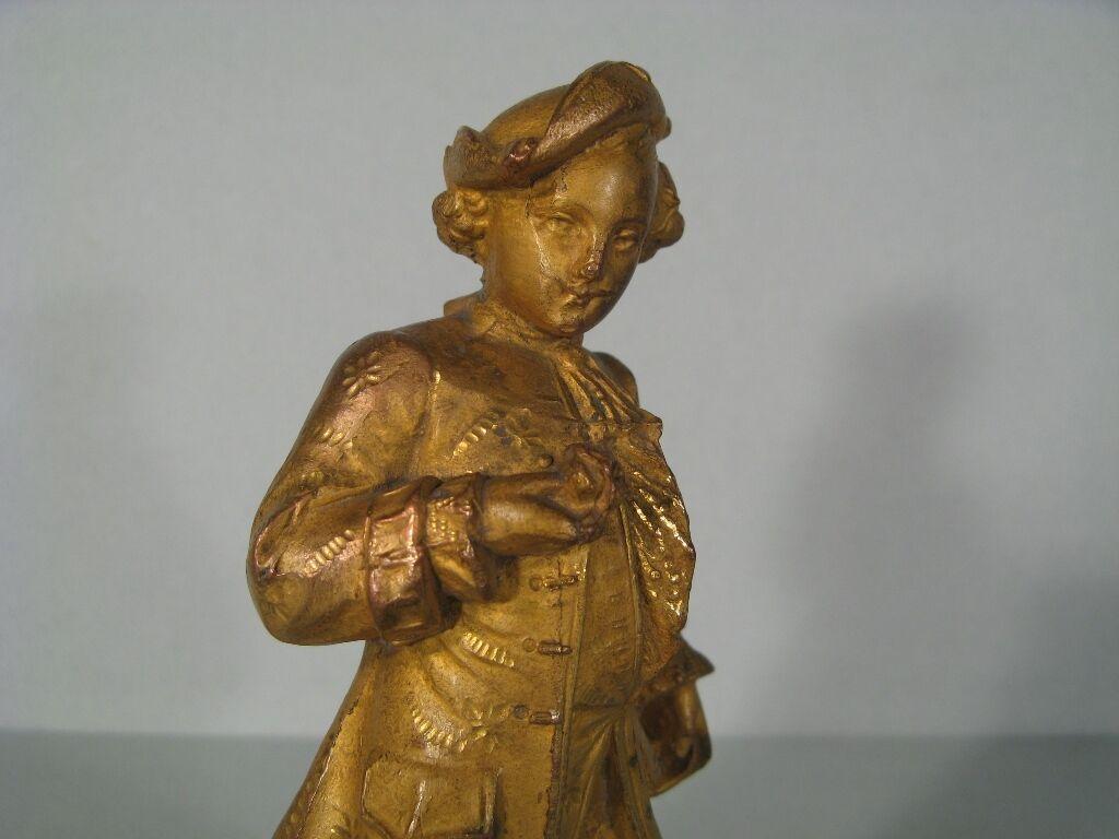 Antique Gilded Metal Statue of a Gentleman, Late 19th/Early 20th Century  -1Y38 In Good Condition In Bordeaux, FR