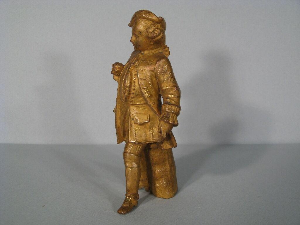 Stoneware Antique Gilded Metal Statue of a Gentleman, Late 19th/Early 20th Century  -1Y38