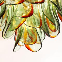 Signierter, handgeblasener Murano-Glas-Kronleuchter „Peacock“ von Barbini aus der Mitte des Jahrhunderts