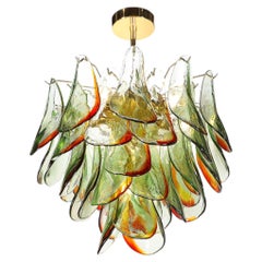 Signierter, handgeblasener Murano-Glas-Kronleuchter „Peacock“ von Barbini aus der Mitte des Jahrhunderts