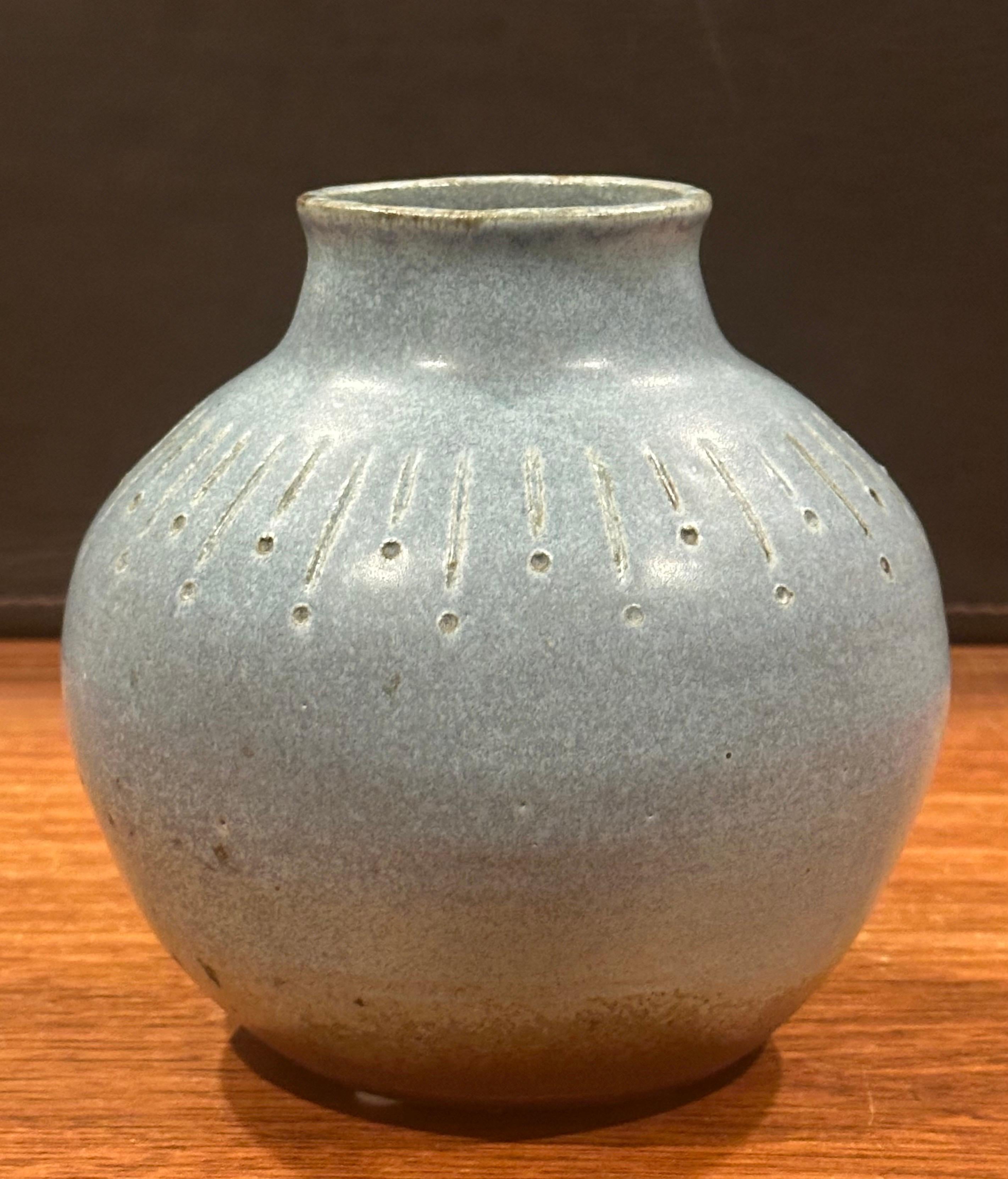 Glazed Mid-Century Signed California Studio Pottery Vase