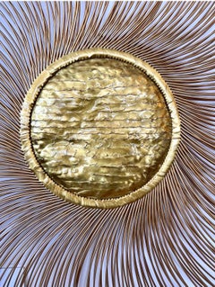 Midcentury Signed Casa Devall Brass Sunburst Wall Mounted Sculpture Wall Art